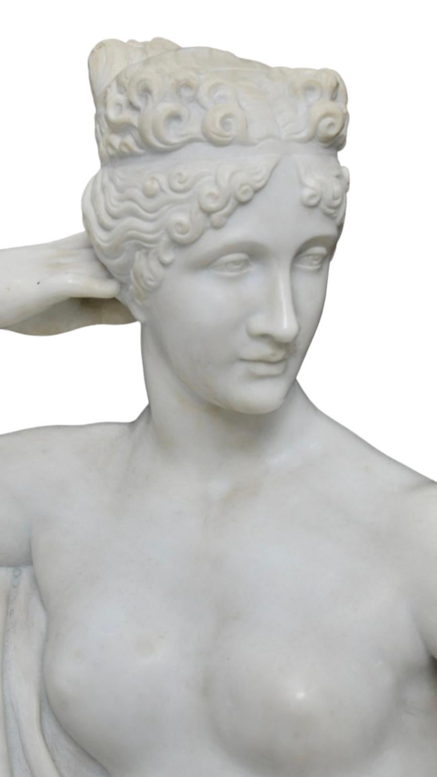 Large 19th Century Italian Marble Statue of Venus Victrix by Pietro Bazzanti In Good Condition In New York, NY