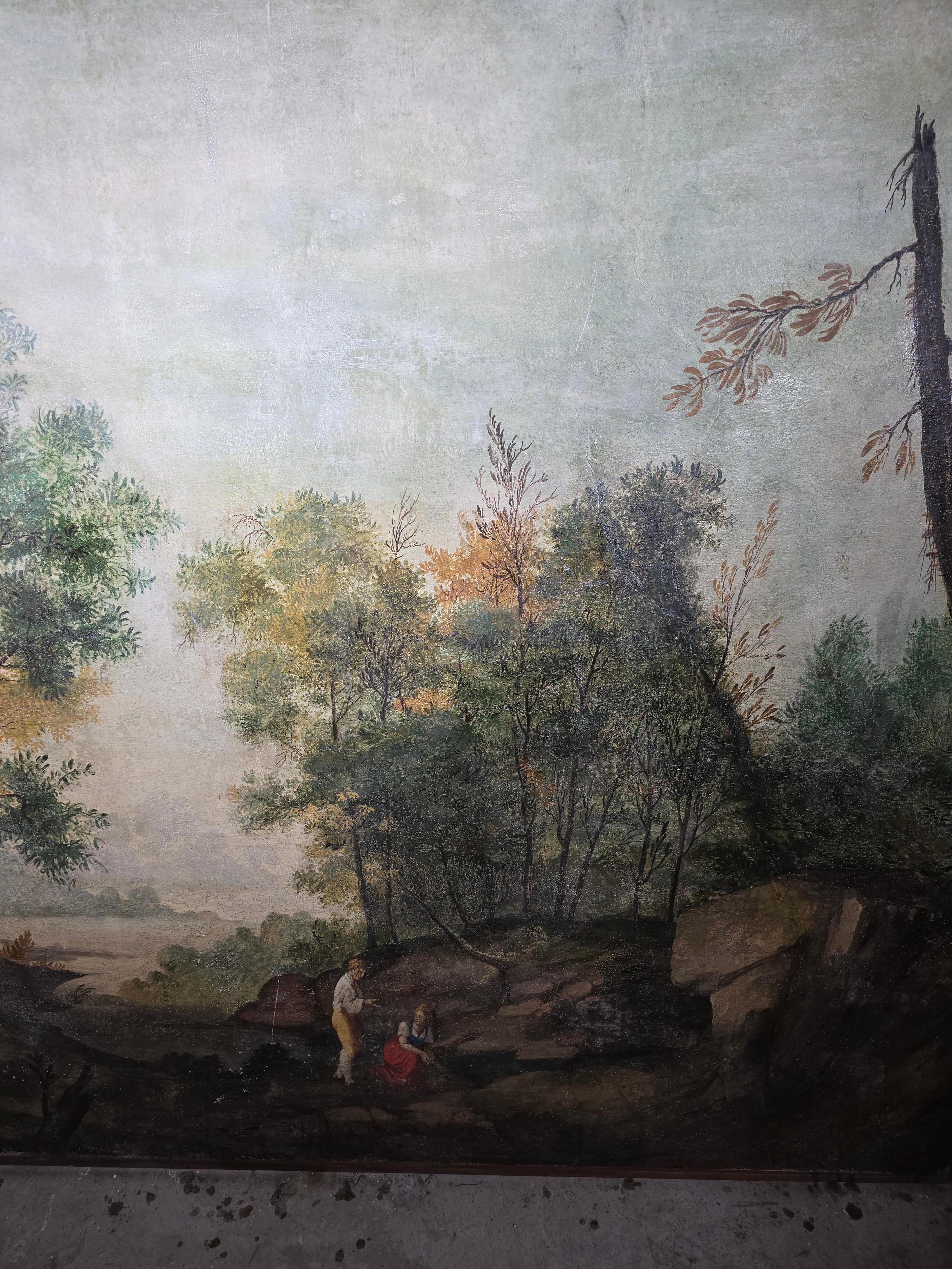 Großes italienisches Öl auf Leinwand aus dem 19. Jahrhundert - Pastorale Szene im Angebot 5