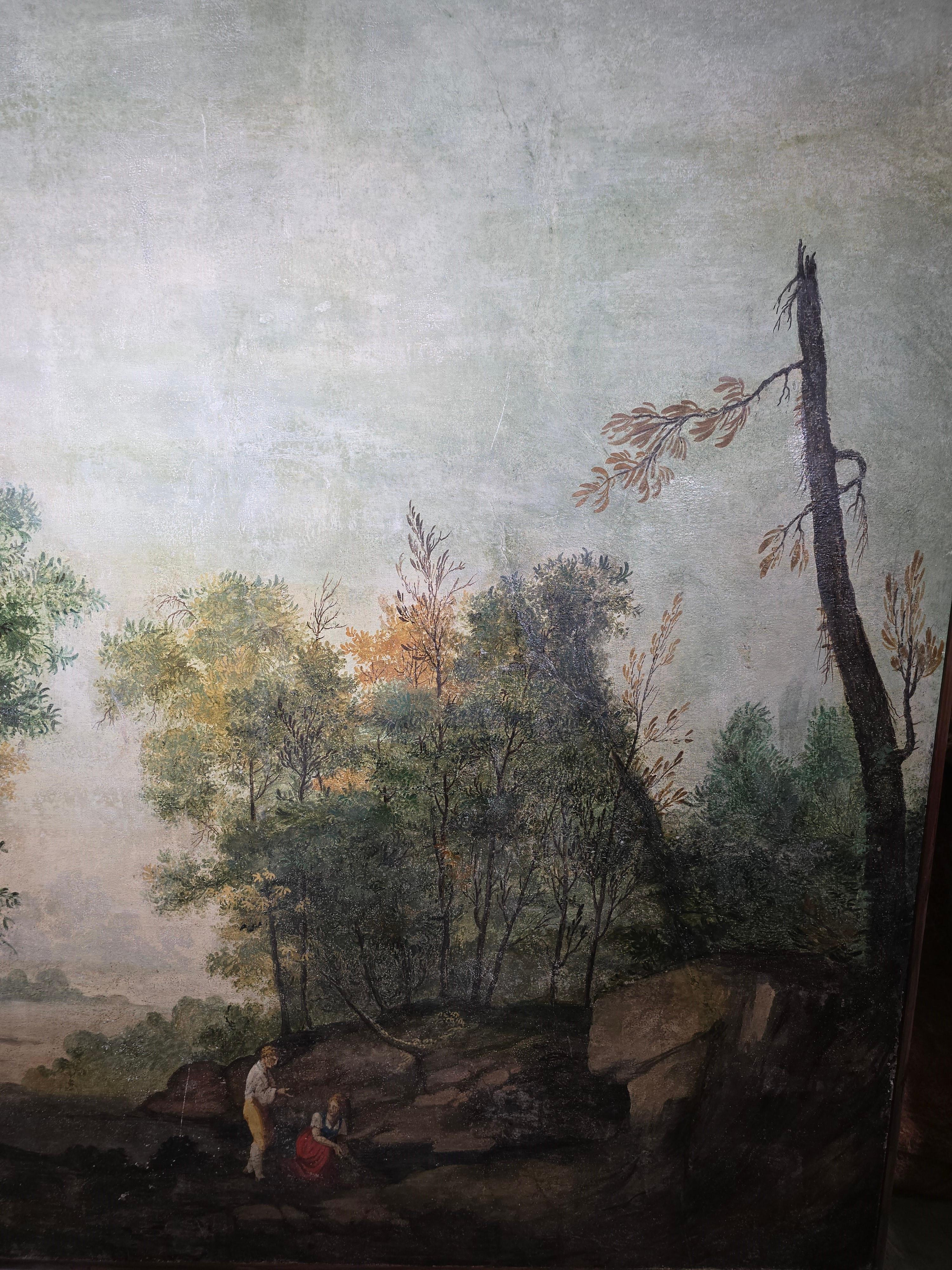 Großes italienisches Öl auf Leinwand aus dem 19. Jahrhundert - Pastorale Szene im Angebot 6