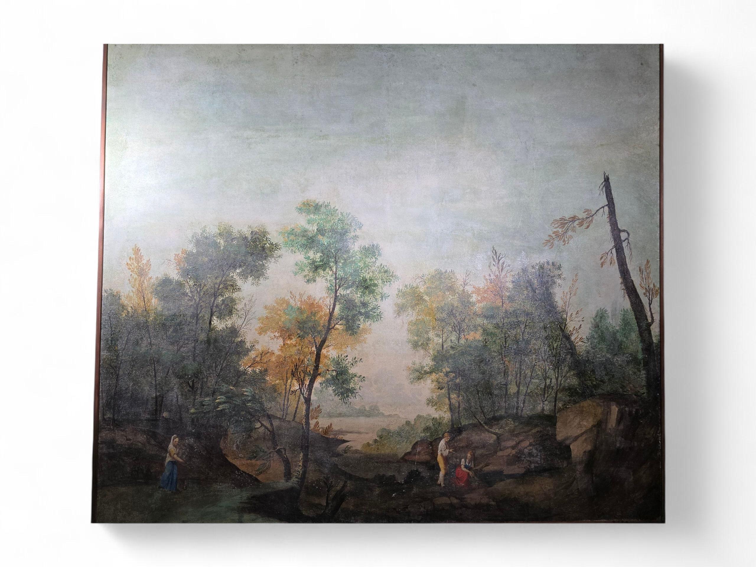 Großes italienisches Öl auf Leinwand aus dem 19. Jahrhundert - Pastorale Szene im Angebot 7