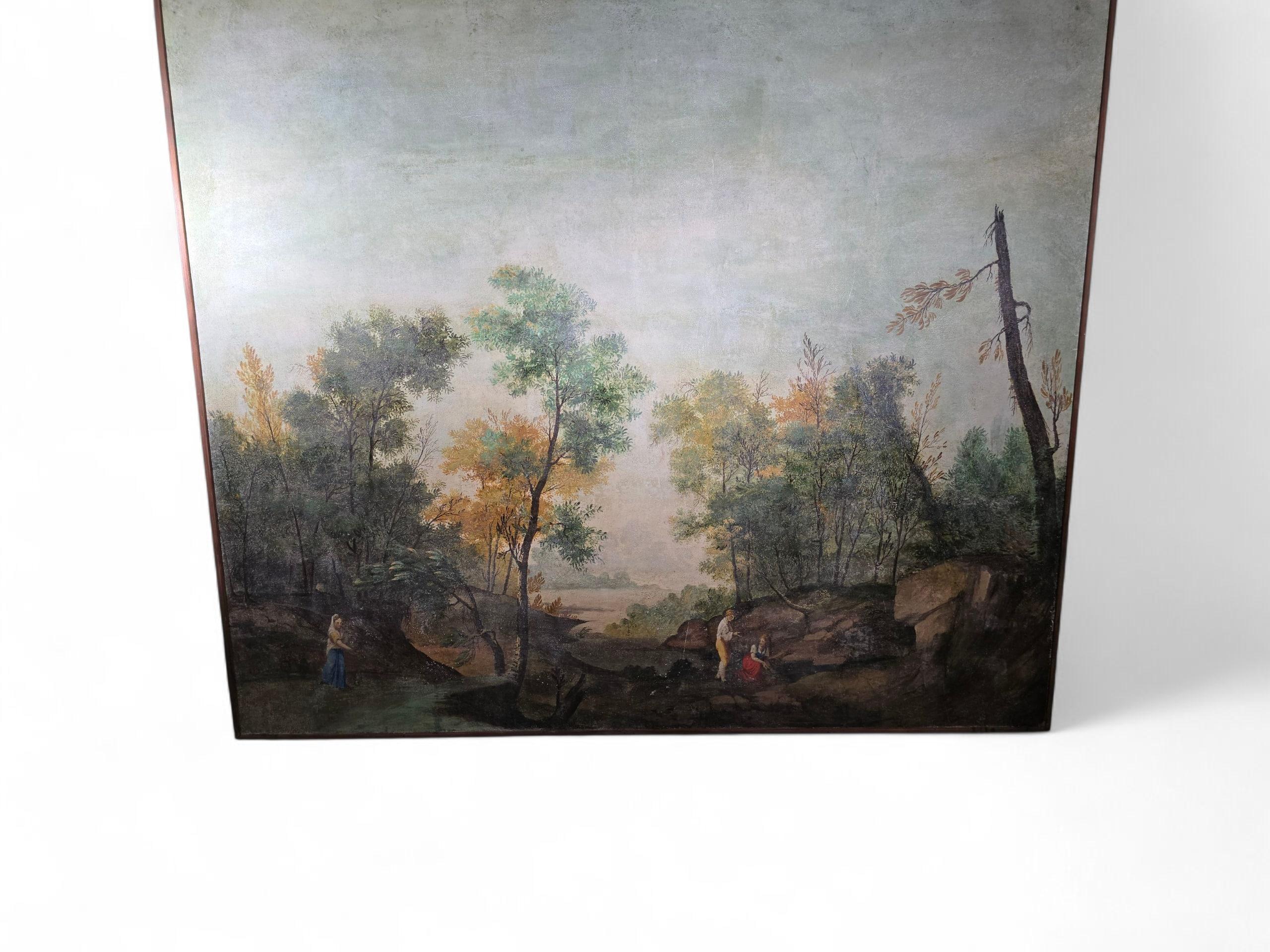 Großes italienisches Öl auf Leinwand aus dem 19. Jahrhundert - Pastorale Szene im Angebot 9