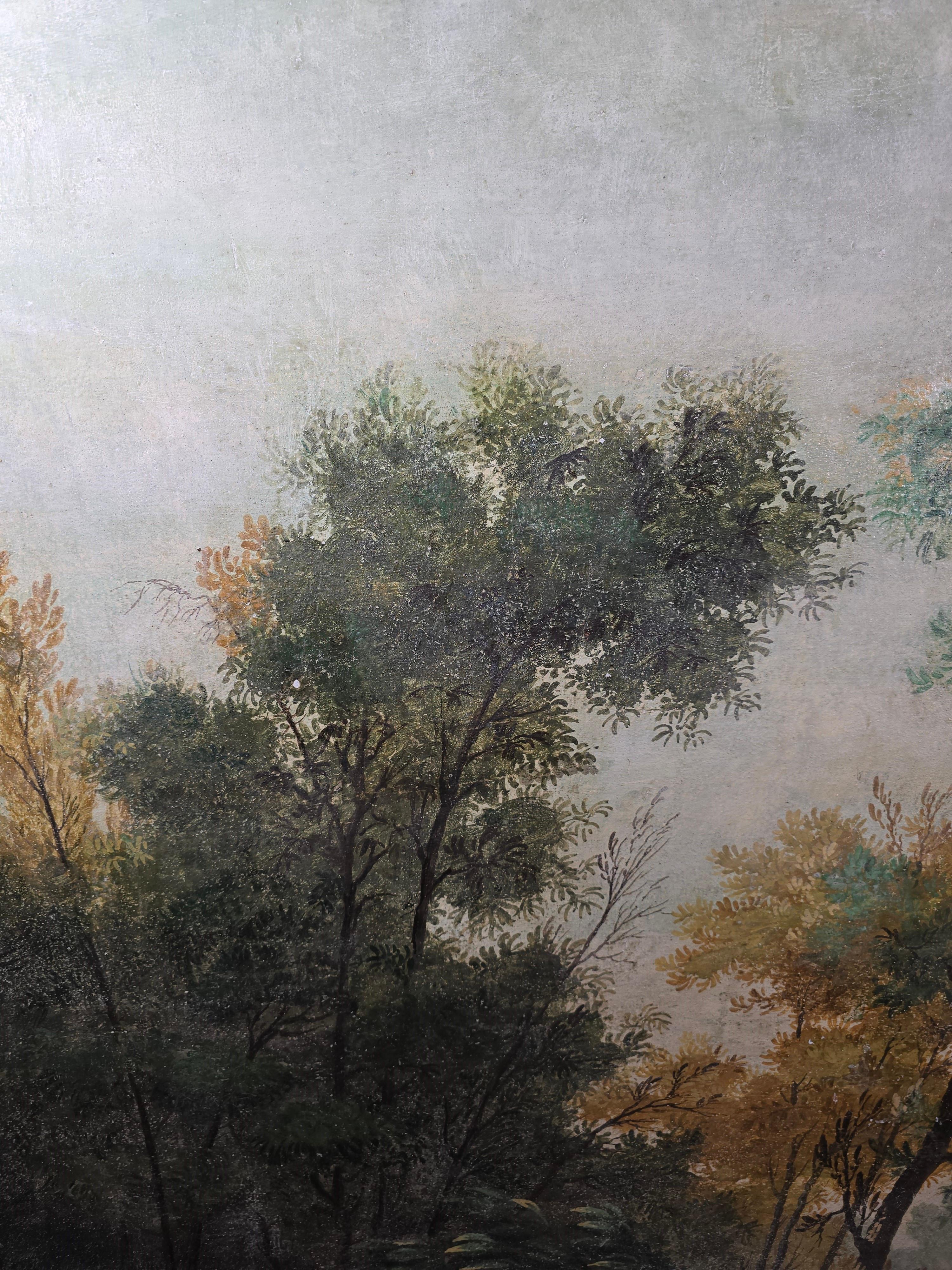 Großes italienisches Öl auf Leinwand aus dem 19. Jahrhundert - Pastorale Szene im Angebot 4