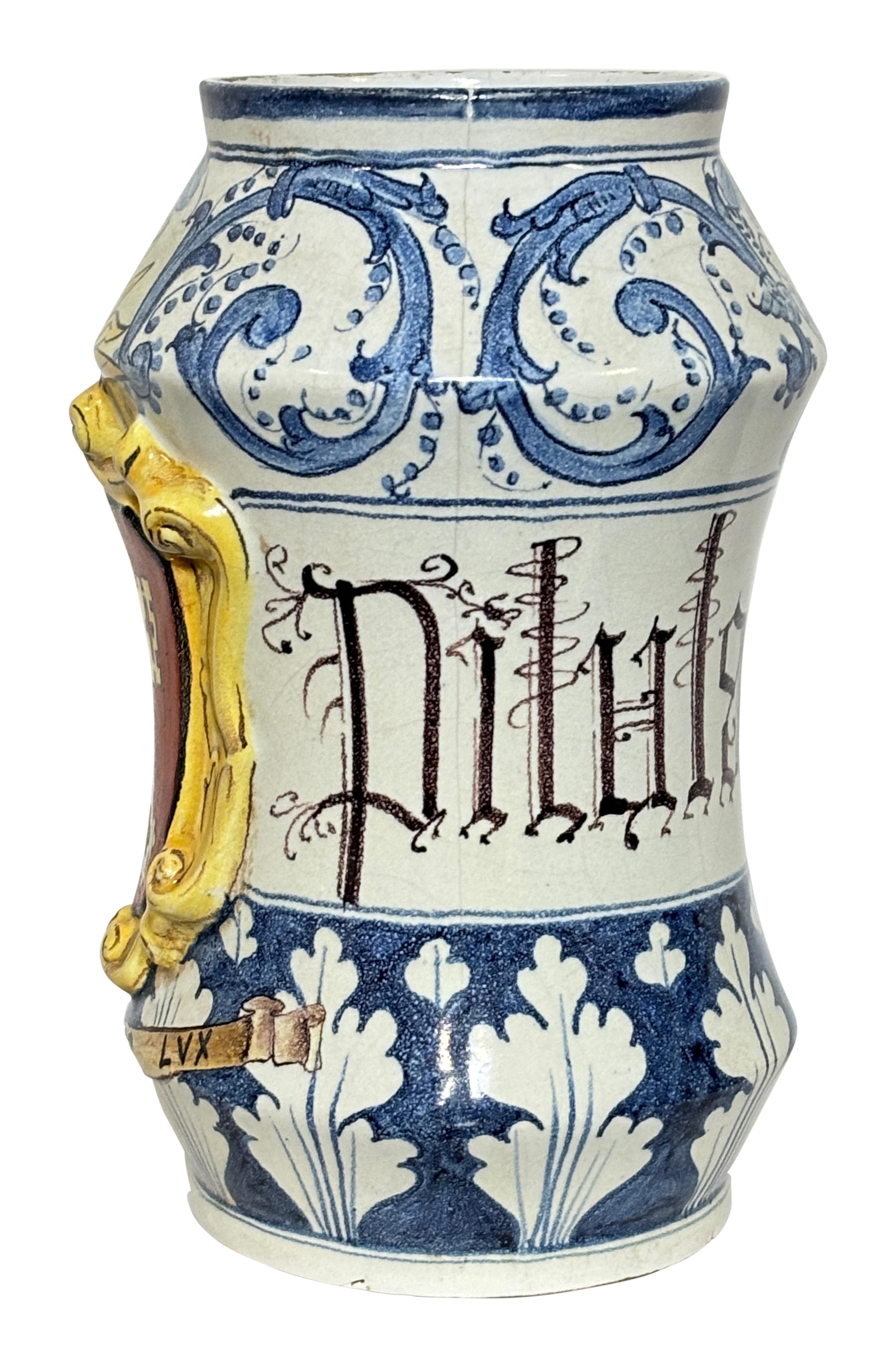 Large 19th Century Italian Tin Glazed Faience Apothecary Albarello Medicine Jar 2
