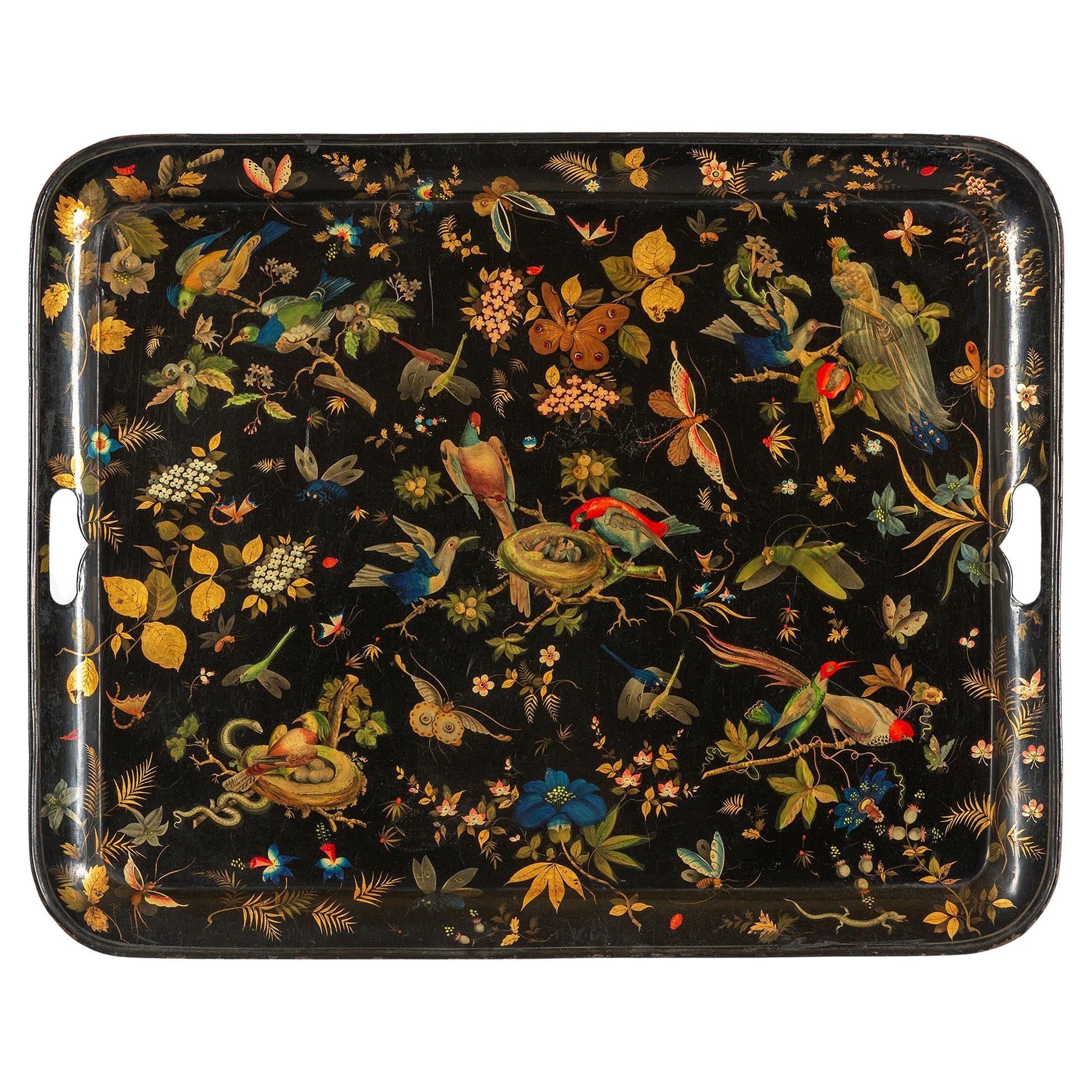 Large 19th Century Italian Toleware Tray For Sale