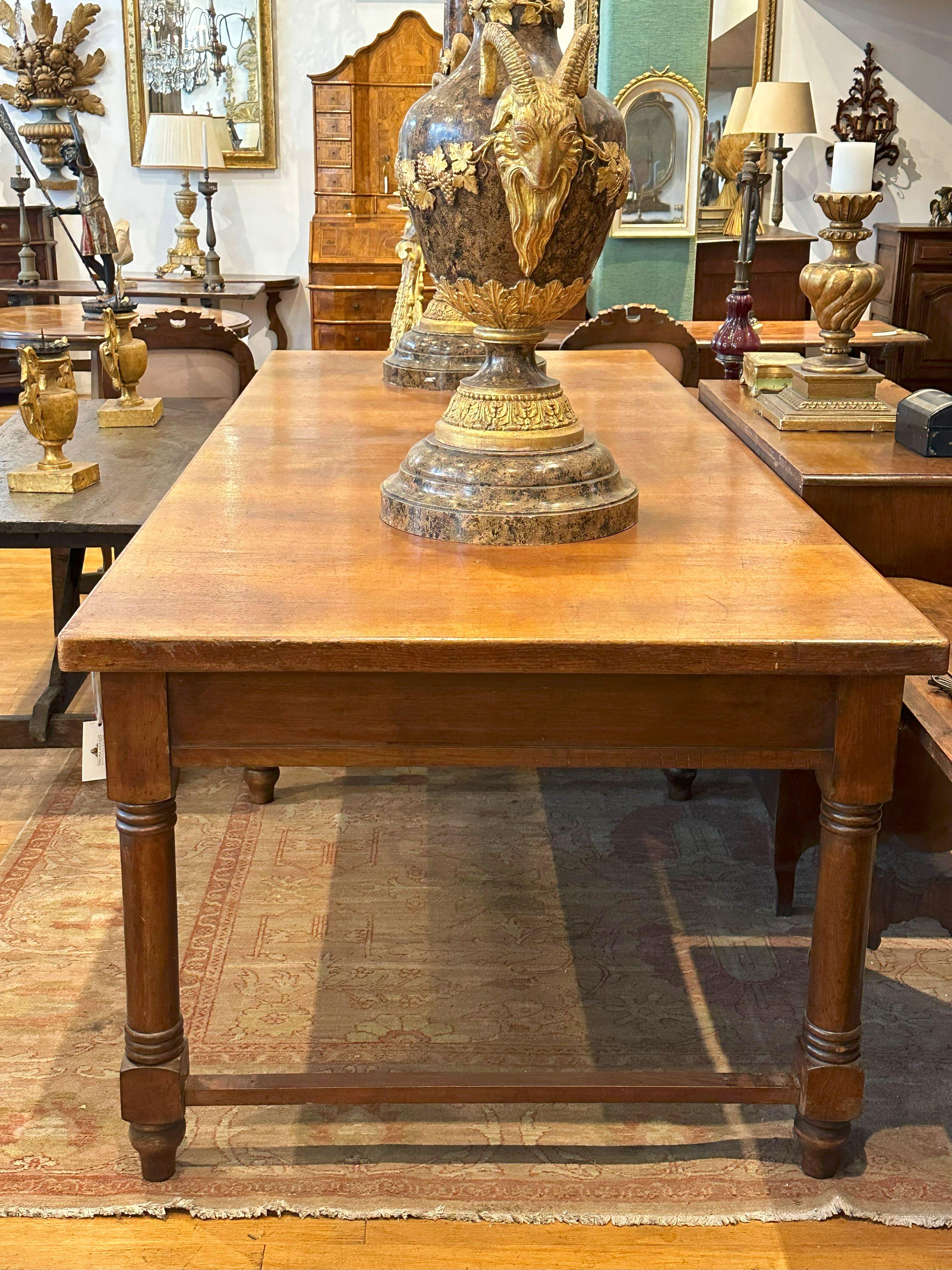 Large Italian Walnut Farm Table - Circa 1840 For Sale 5