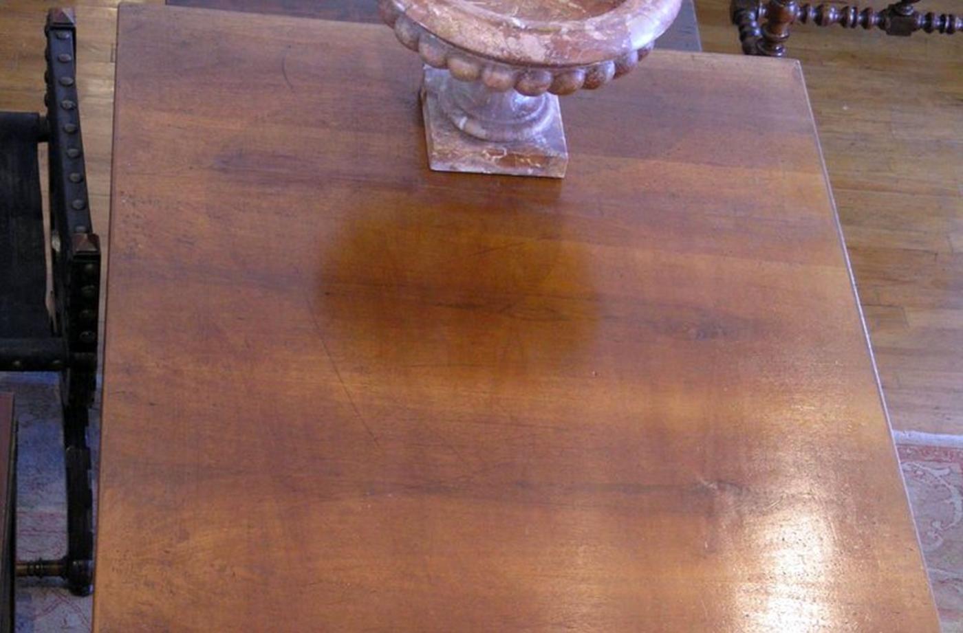 Carved Large Italian Walnut Farm Table - Circa 1840 For Sale