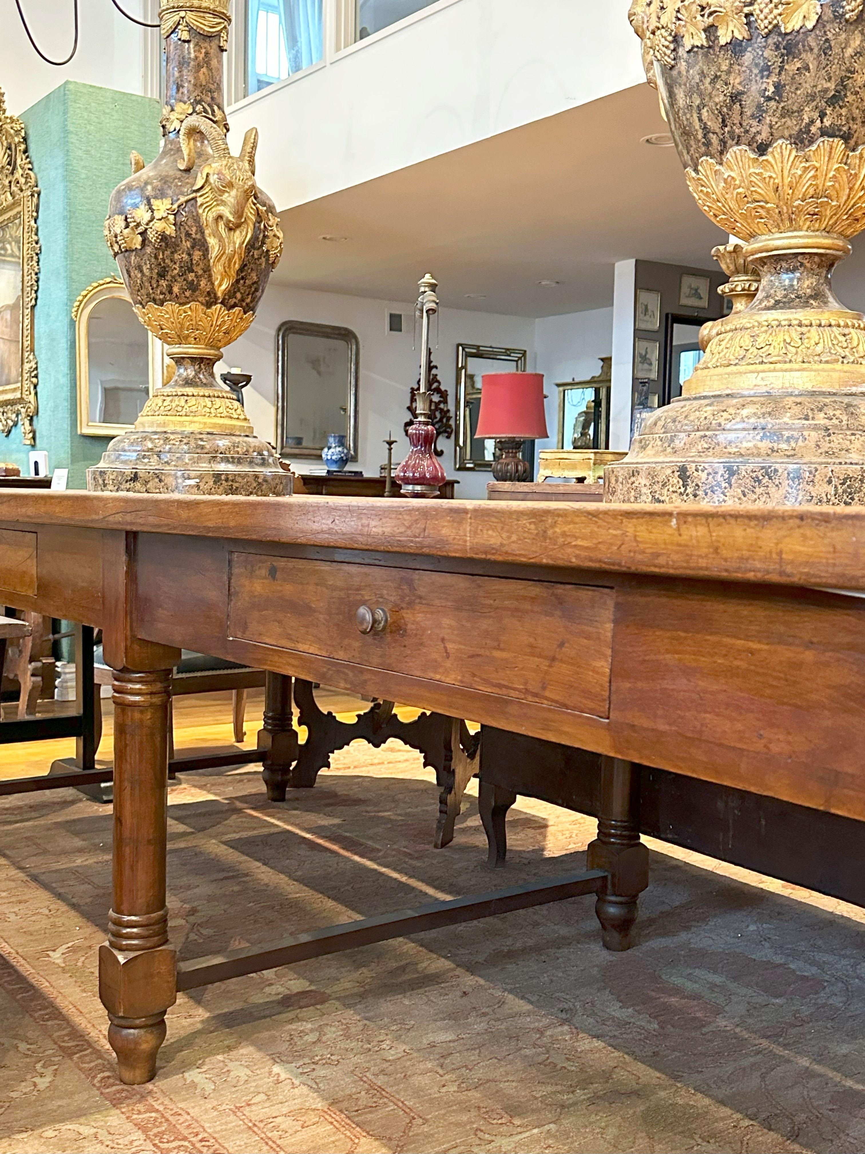 Large Italian Walnut Farm Table - Circa 1840 For Sale 3