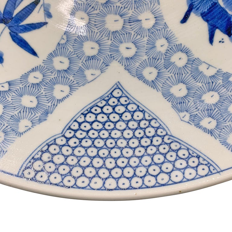 Large 19th Century Japanese Blue and White Four Seasons Platter at 1stDibs