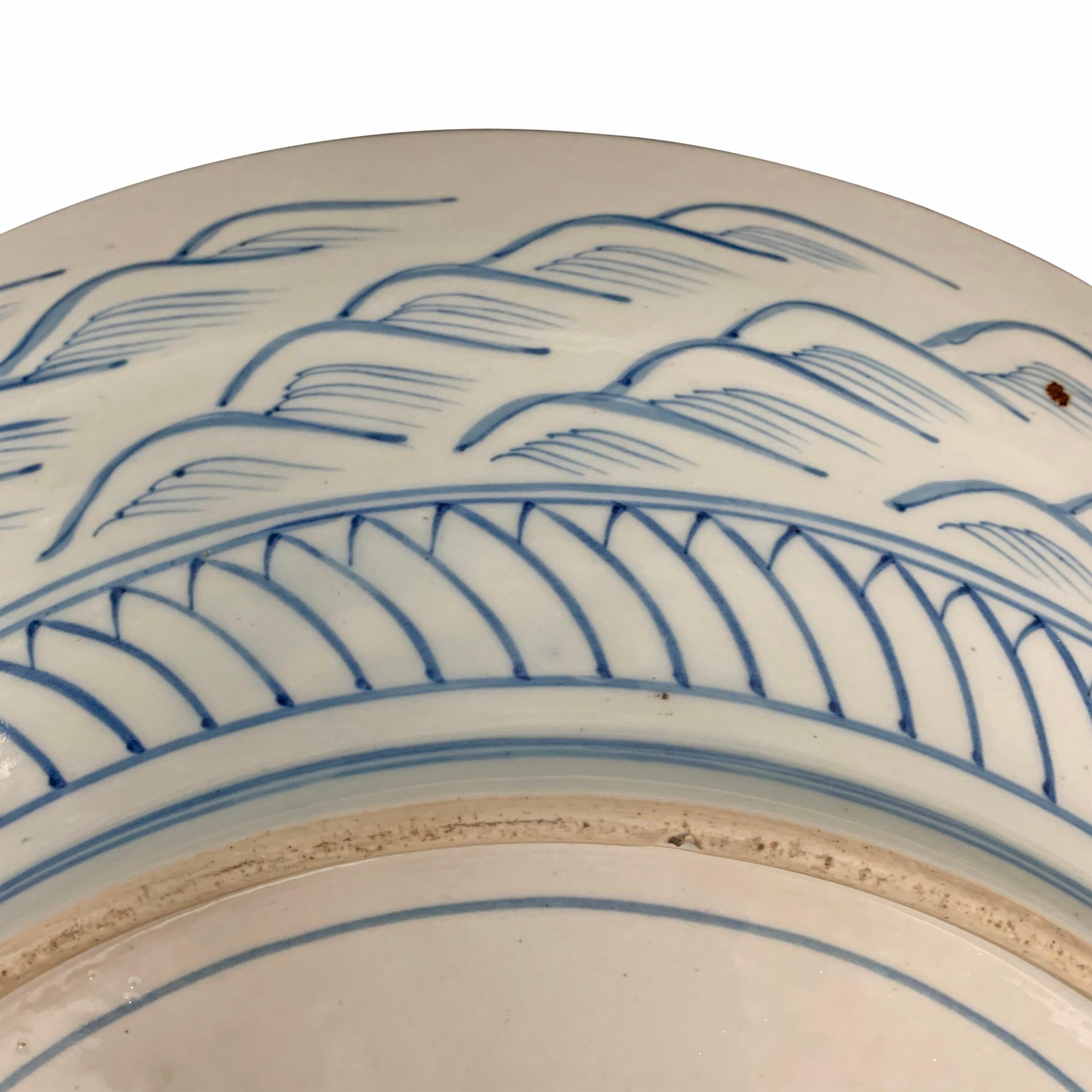 Large 19th Century Japanese Blue and White Platter 4