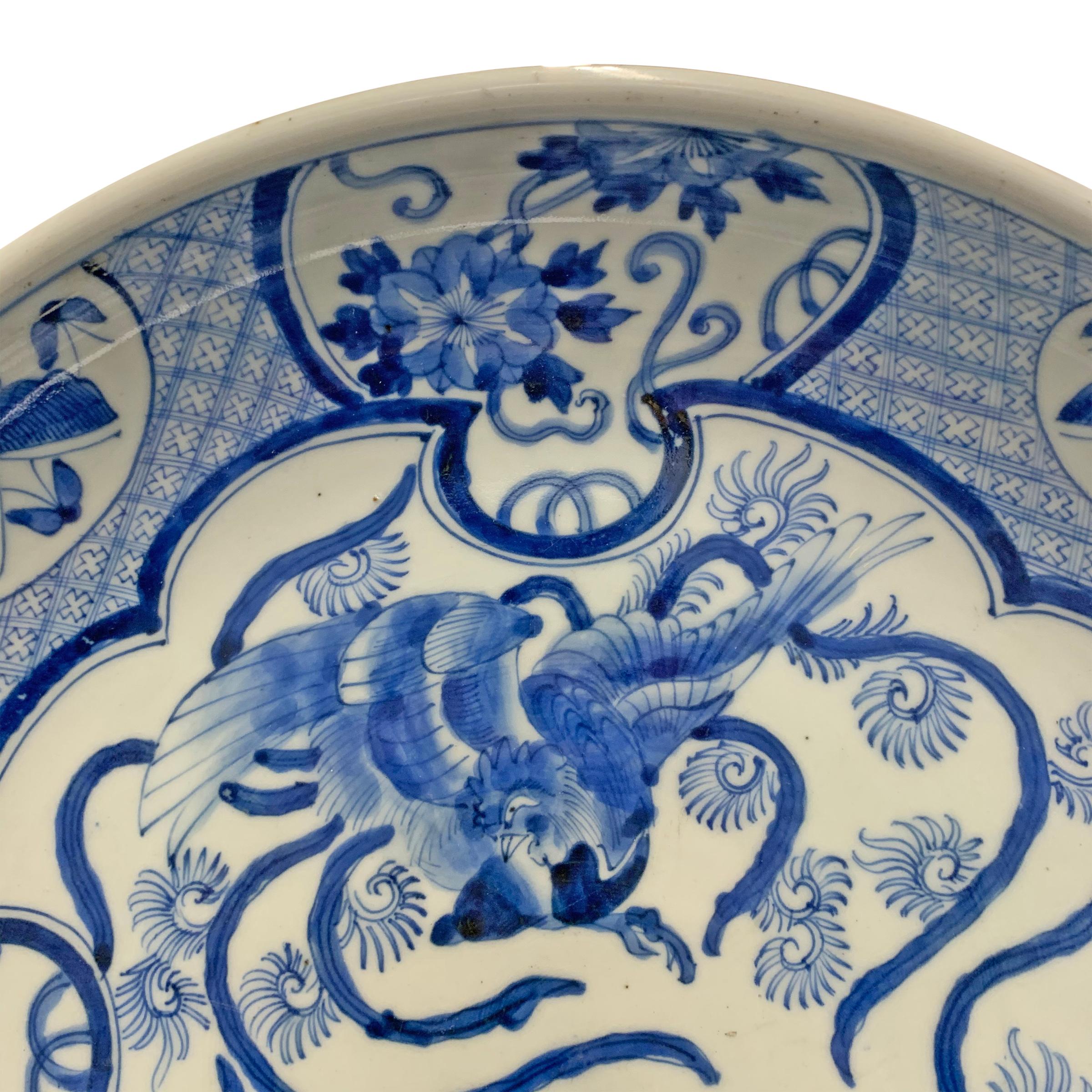 Chinoiserie Large 19th Century Japanese Blue and White Platter