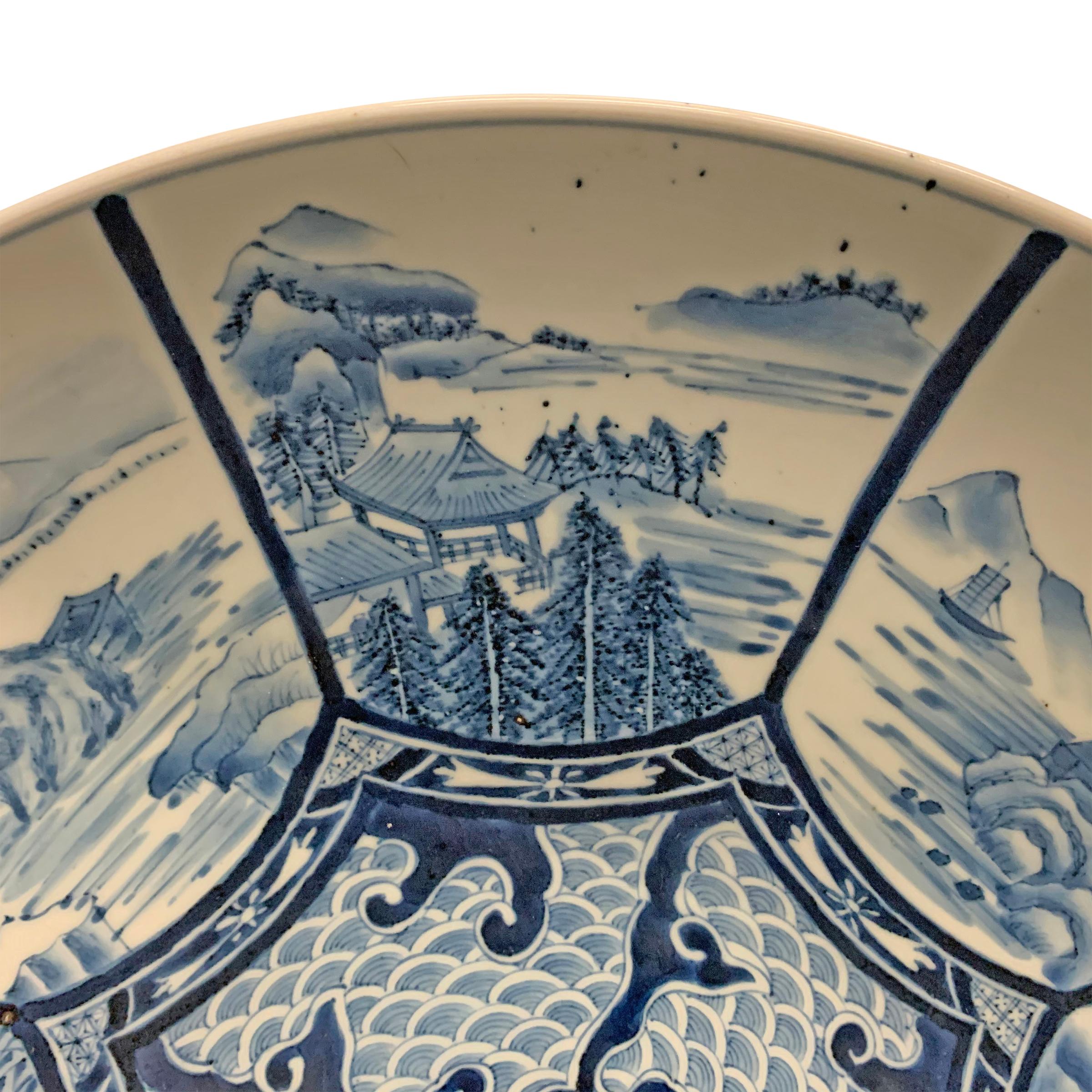 Porcelain Large 19th Century Japanese Blue and White Platter