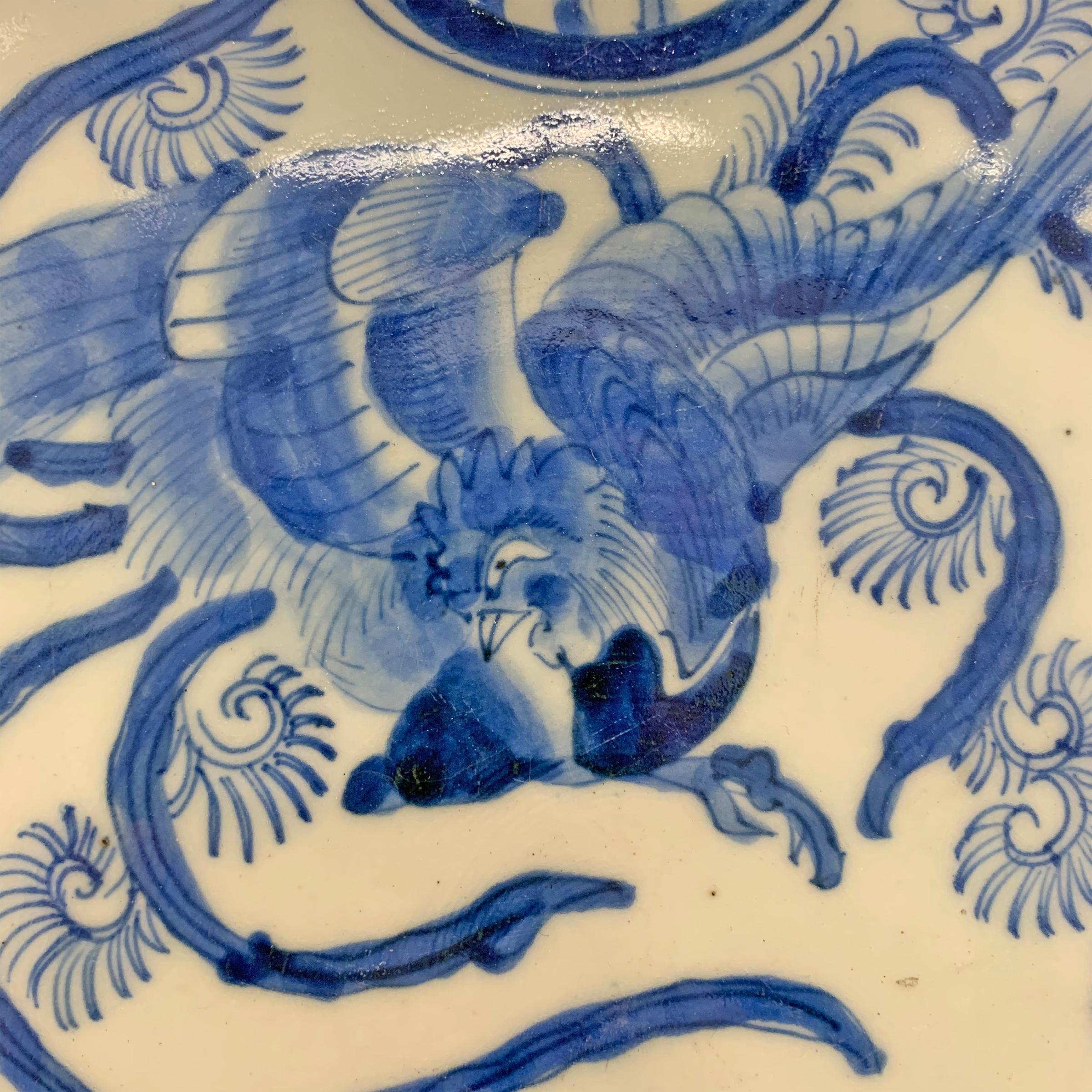 Porcelain Large 19th Century Japanese Blue and White Platter