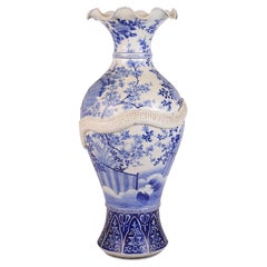Antique Large 19th Century Japanese Blue and White Vase