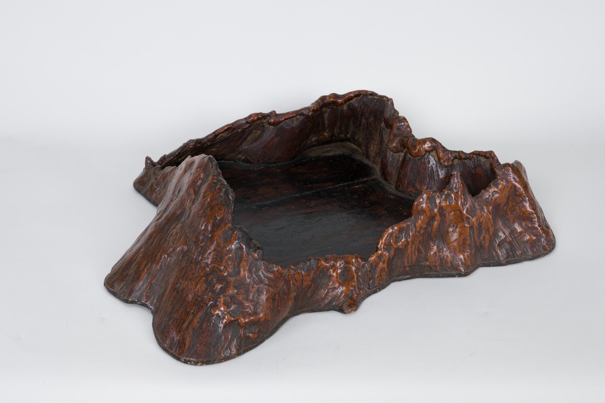 Large 19th Century Japanese Burl Wood Presentation Tray In Good Condition For Sale In Hudson, NY