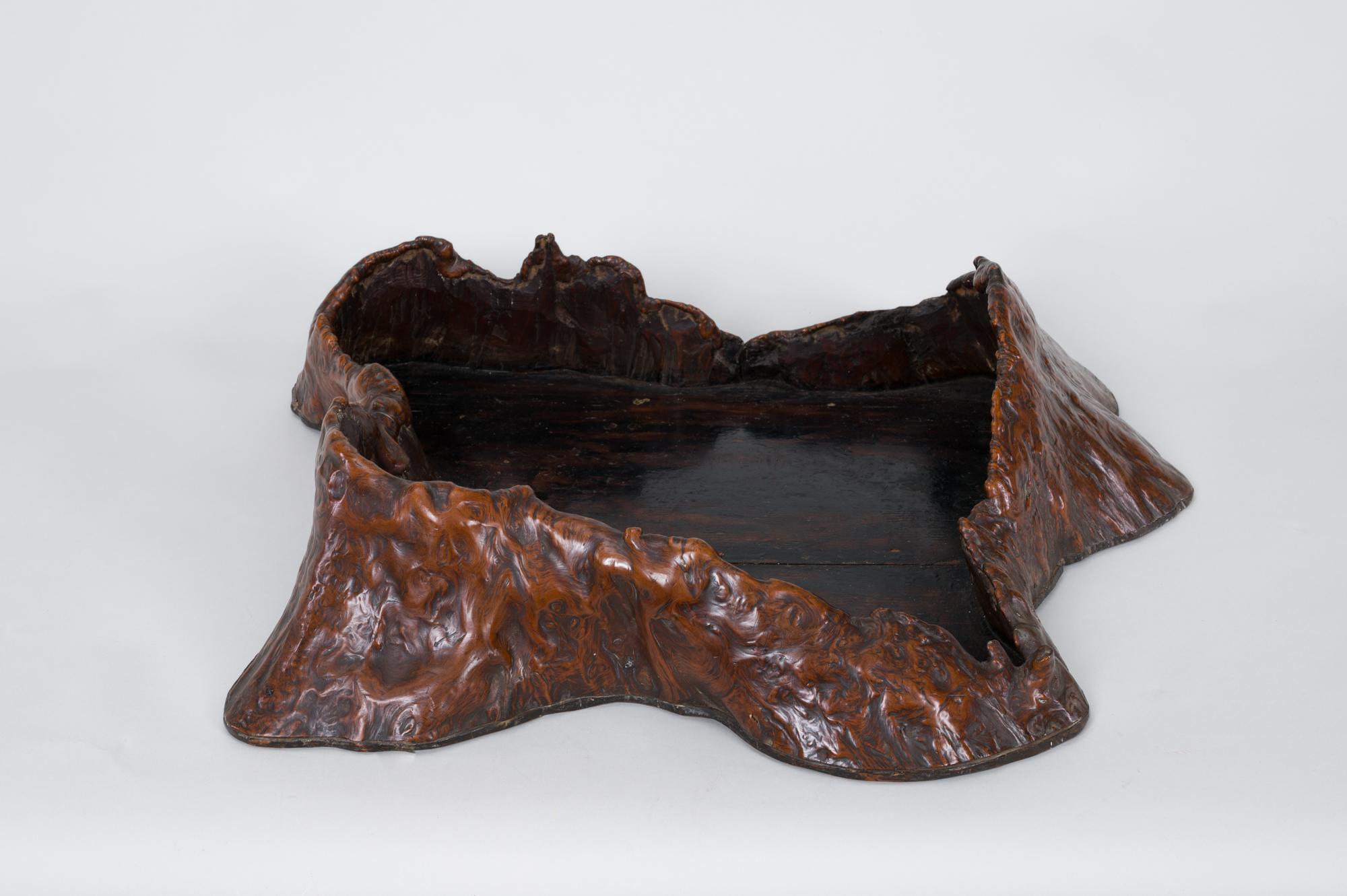 Large 19th Century Japanese Burl Wood Presentation Tray For Sale 3