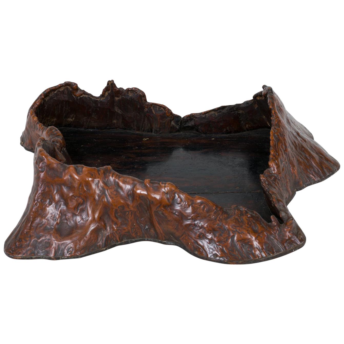 Large 19th Century Japanese Burl Wood Presentation Tray For Sale