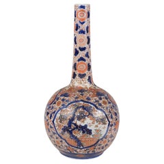 Gran jarrón botella Imari japonés del siglo XIX.