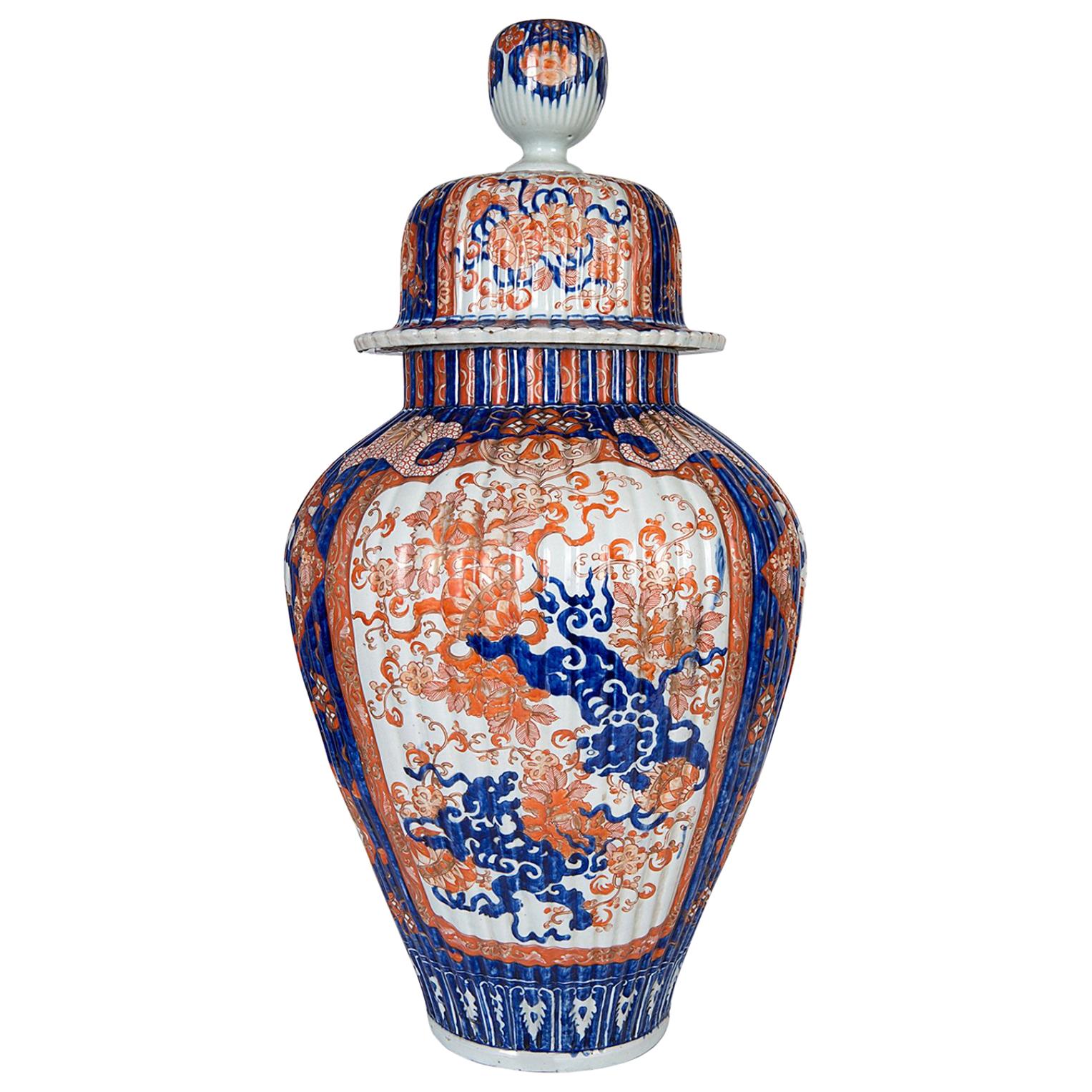 Large 19th Century Japanese Imari Lidded Vase