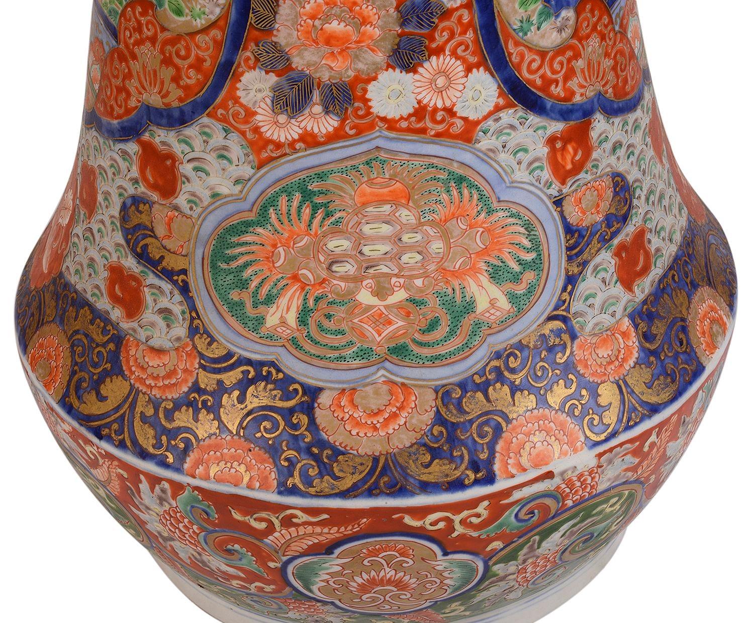 Large 19th Century Japanese Imari spill vases / lamp For Sale 2