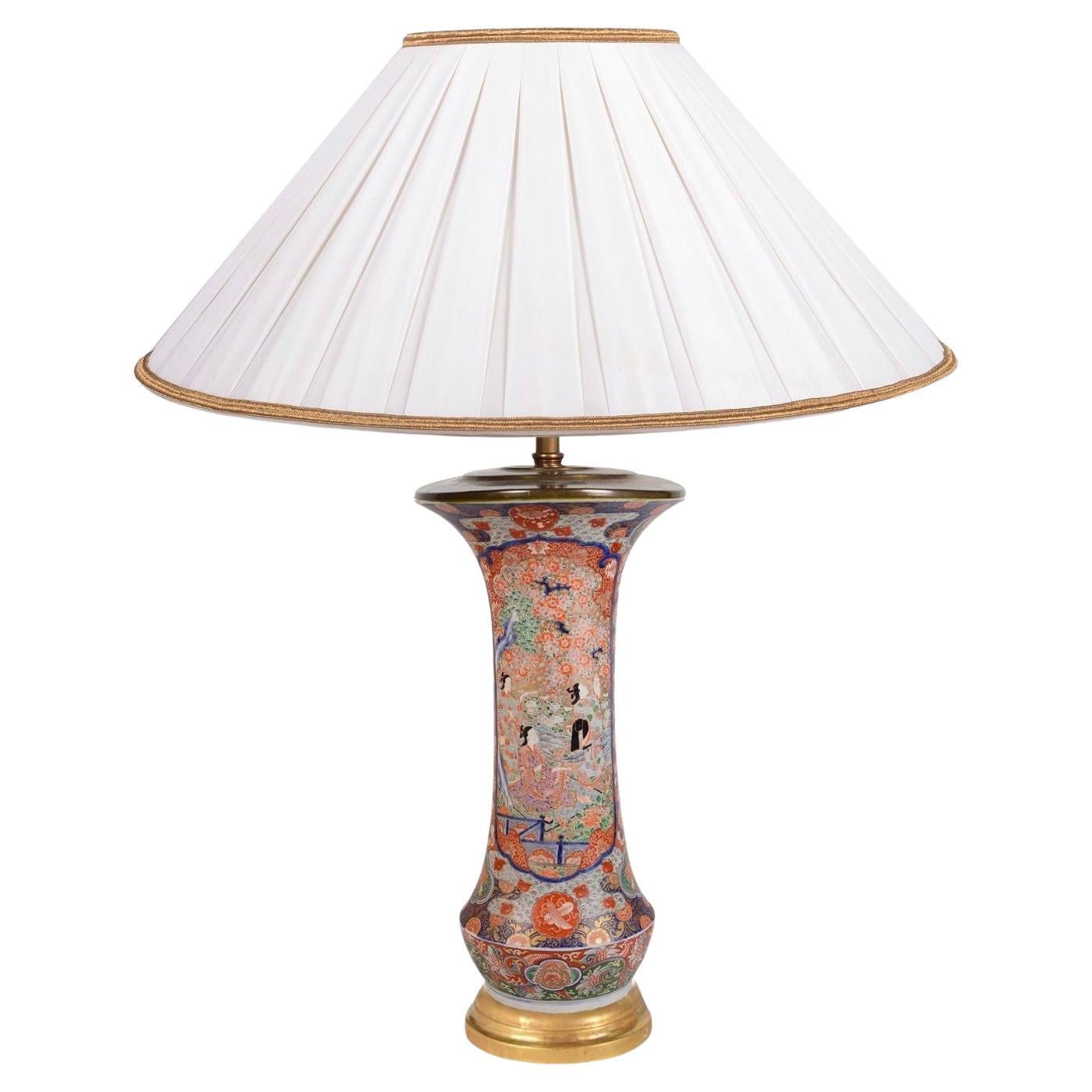 Große japanische Imari-Schlauchvasen/Lampe, 19. Jahrhundert