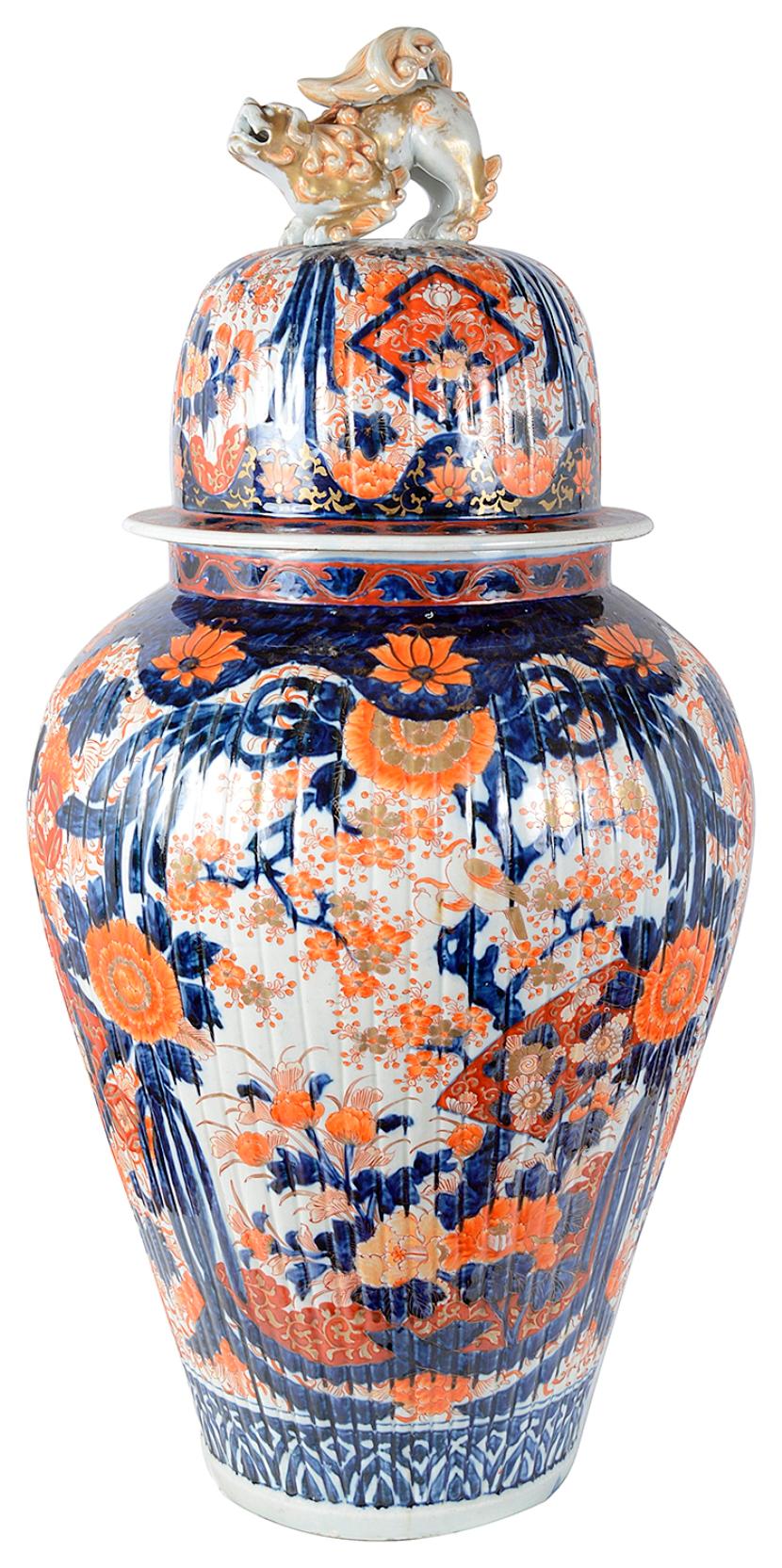 Porcelain Large 19th Century Japanese Imari Vase on Stand For Sale