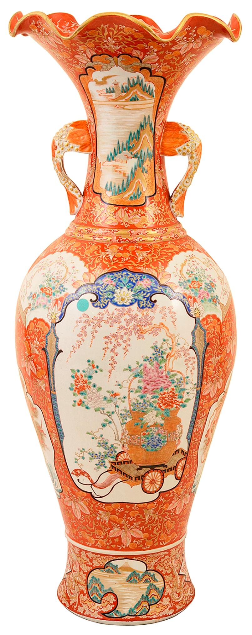 Large 19th Century Japanese Kutani Vase For Sale