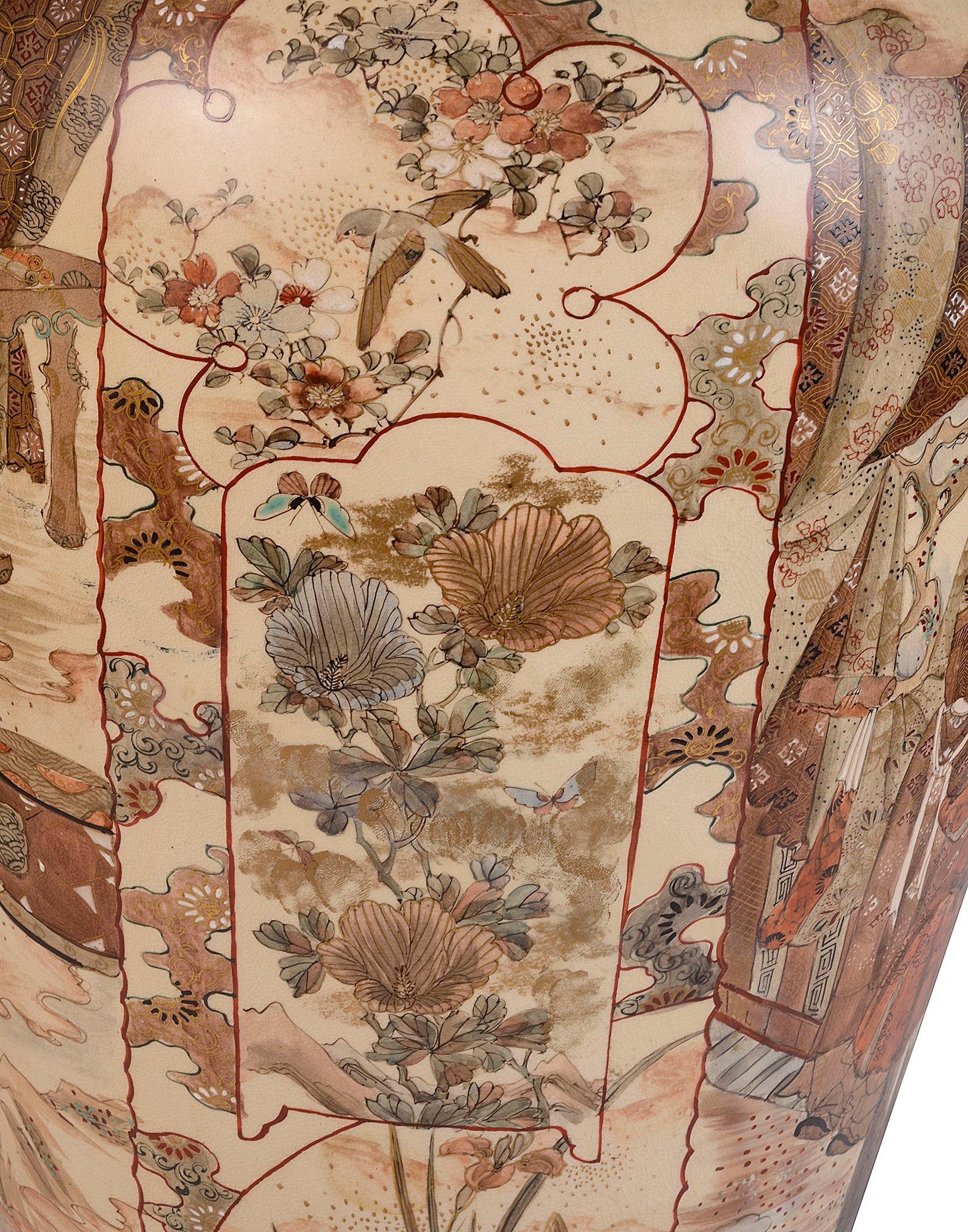 Porcelain Large 19th Century Japanese Satsuma Vase / Lamp For Sale