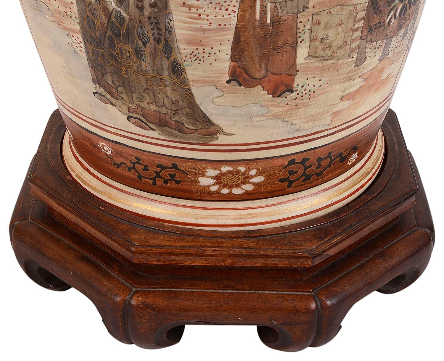 Large 19th Century Japanese Satsuma Vase / Lamp For Sale 4