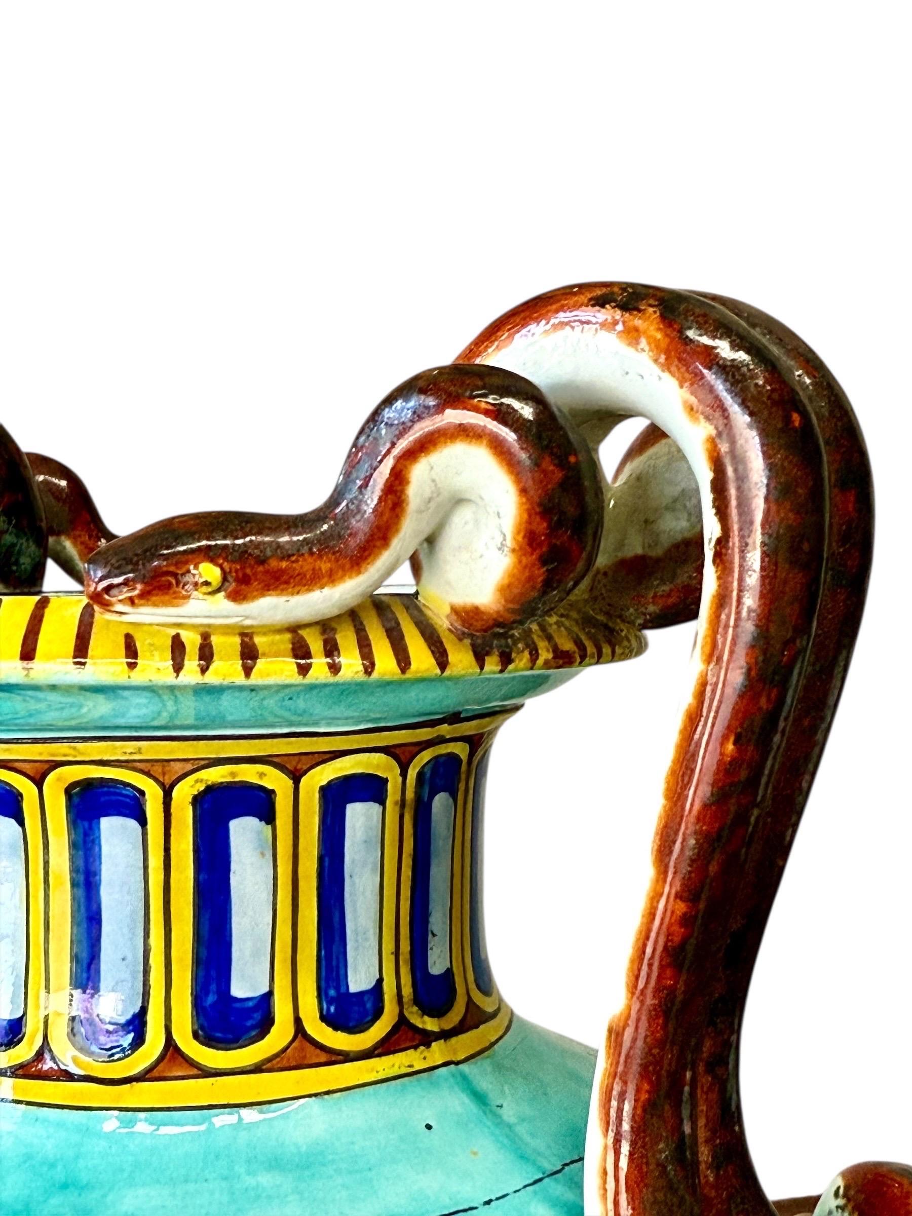 Large 19th Century Jules Vieillard Majolica Vase with Mythological Scenes in vendita 4