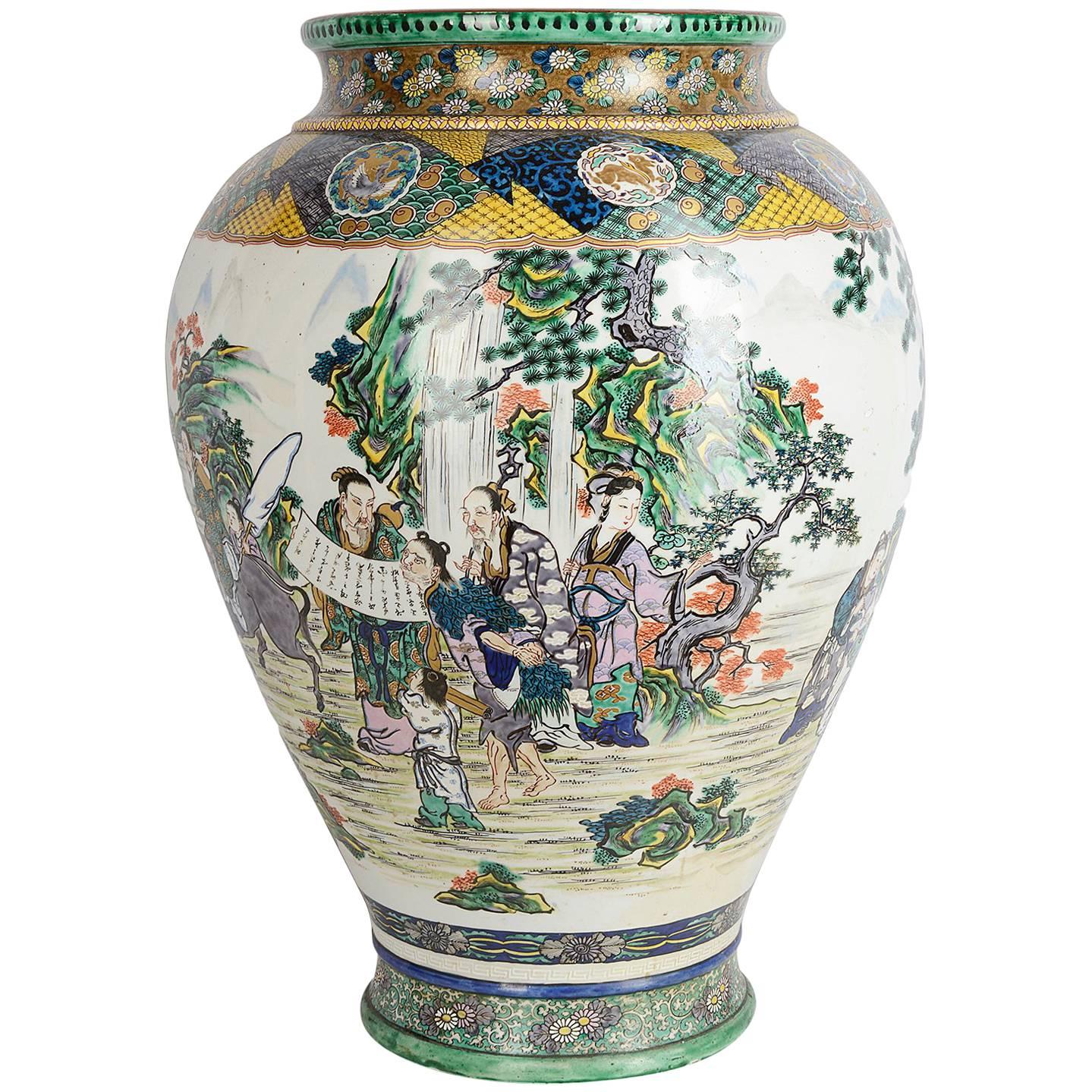 Große Kutani-Vase aus dem 19. Jahrhundert
