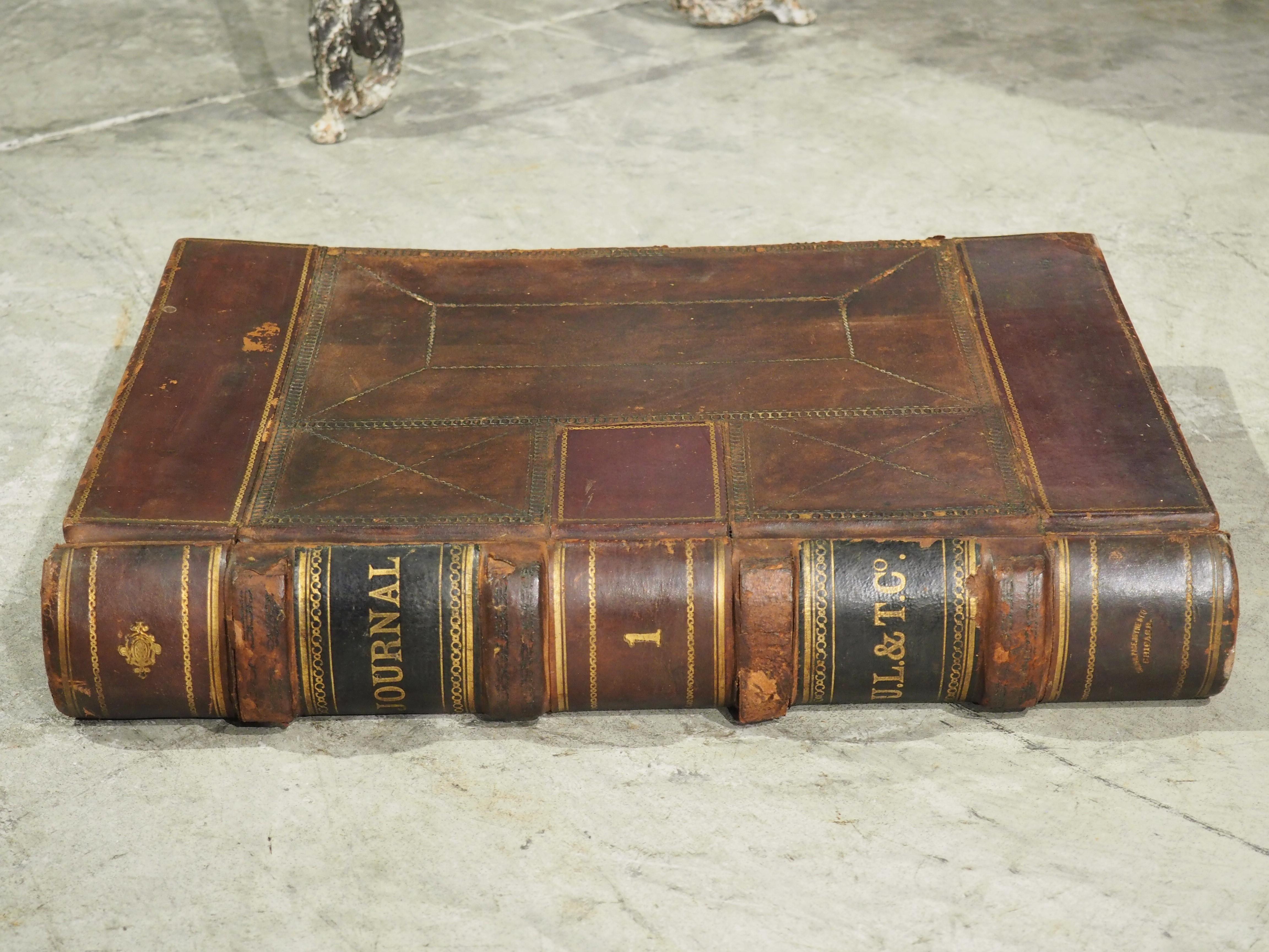 Large 19th Century Leather Bound Ledger by Culver, Page, Hoyne & Co 5