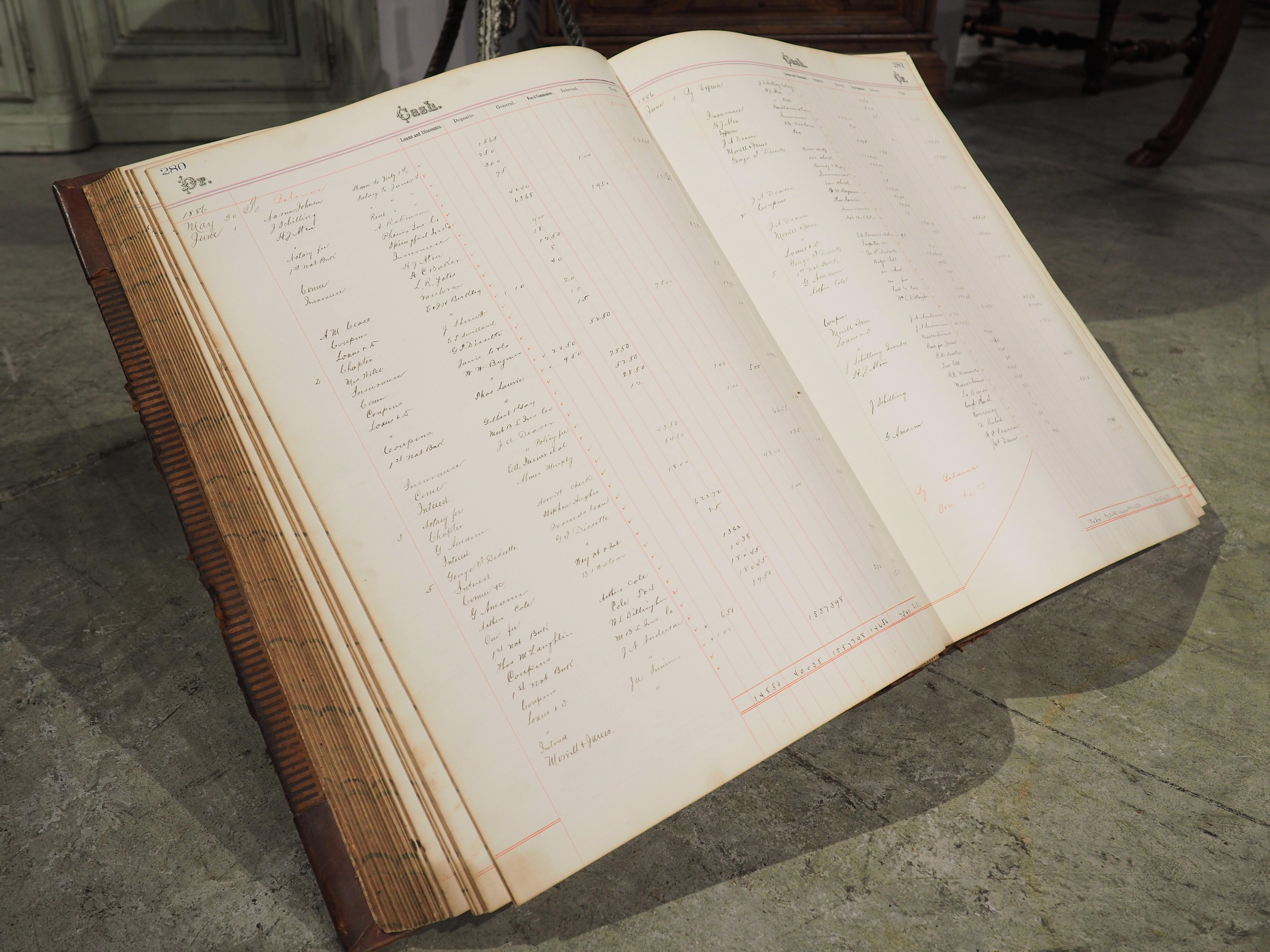 Dyed Large 19th Century Leather Bound Ledger by Culver, Page, Hoyne & Co