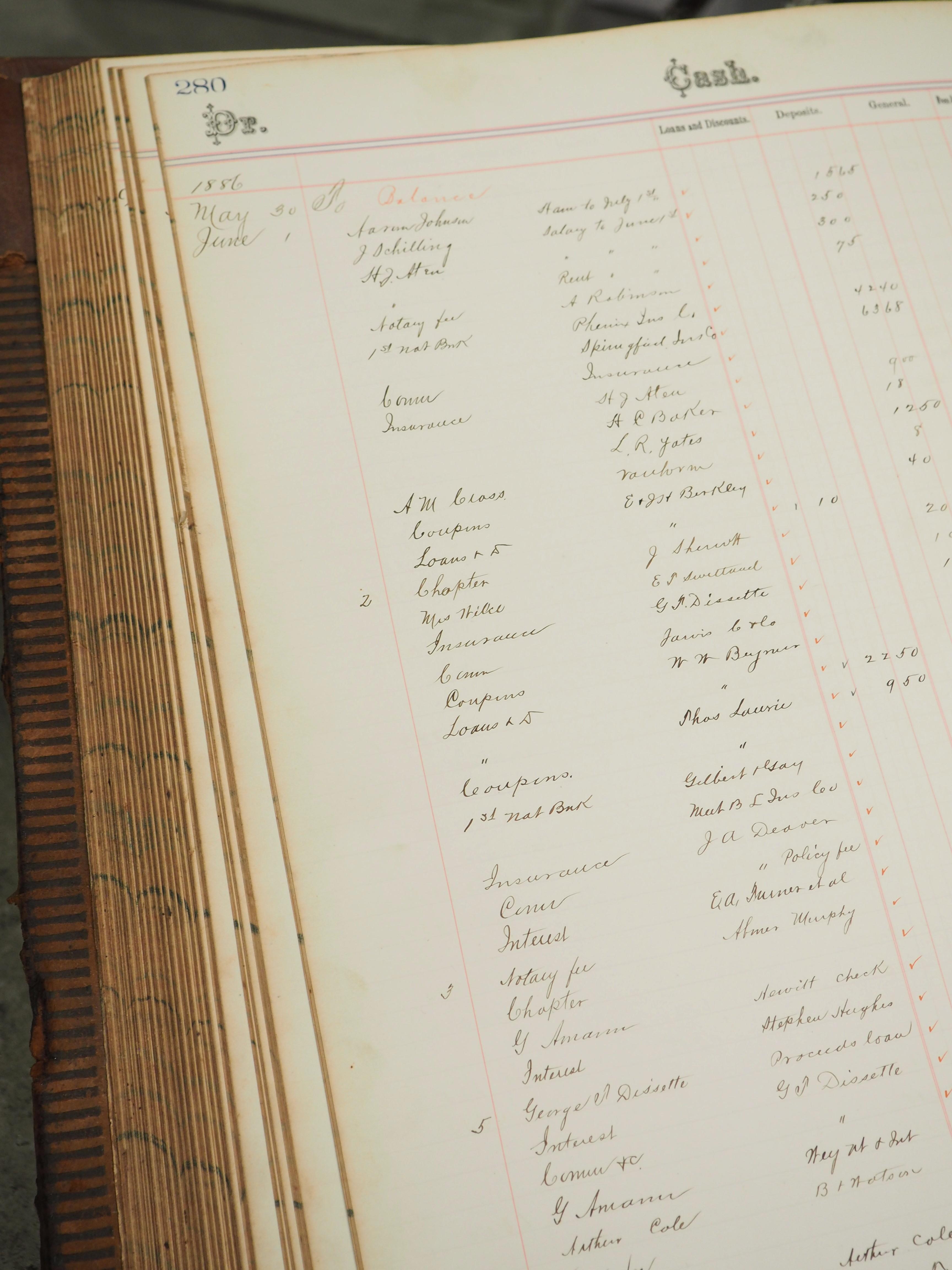 Large 19th Century Leather Bound Ledger by Culver, Page, Hoyne & Co In Good Condition In Dallas, TX