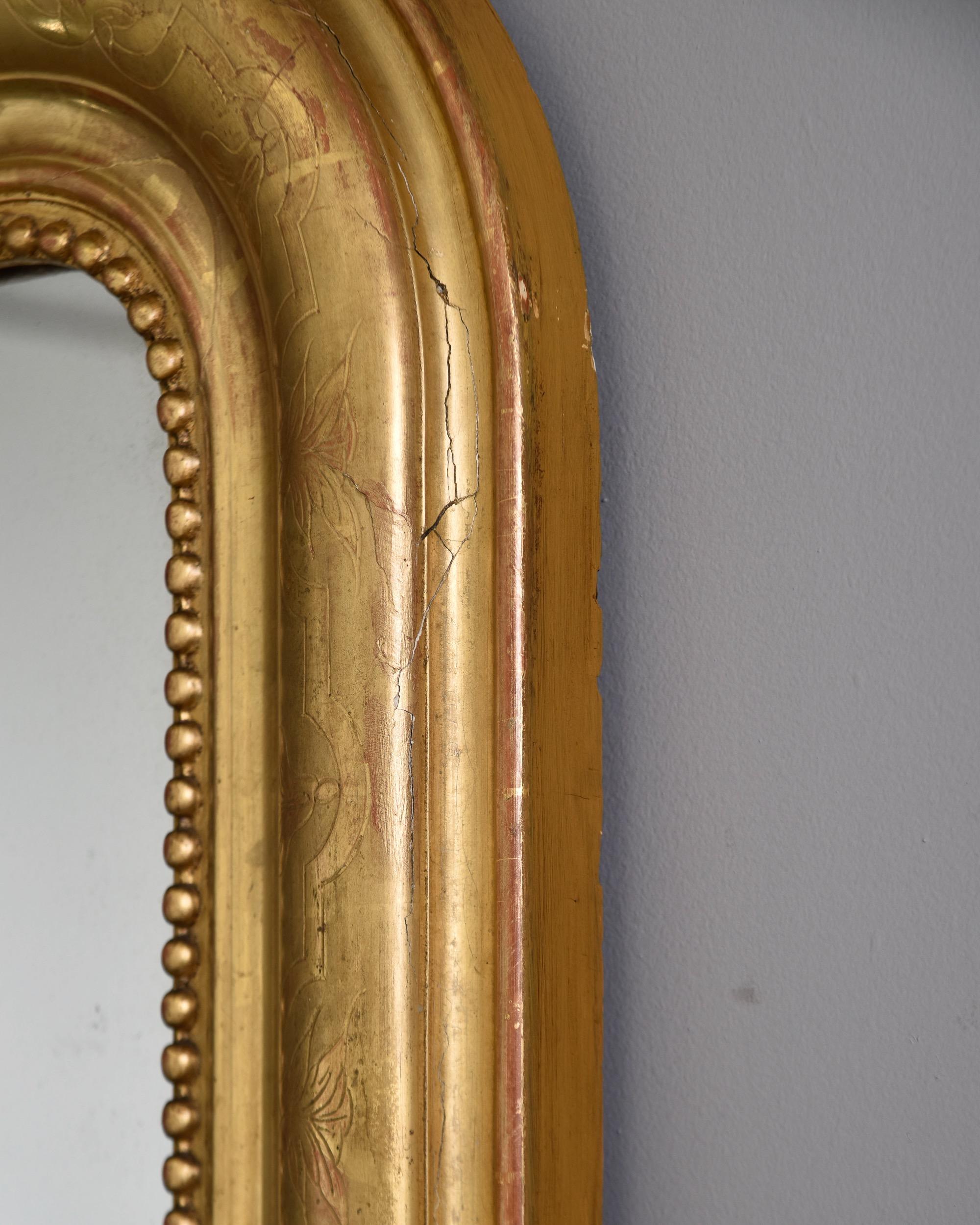 Grand miroir à cadre doré Louis Philippe du 19ème siècle en vente 1
