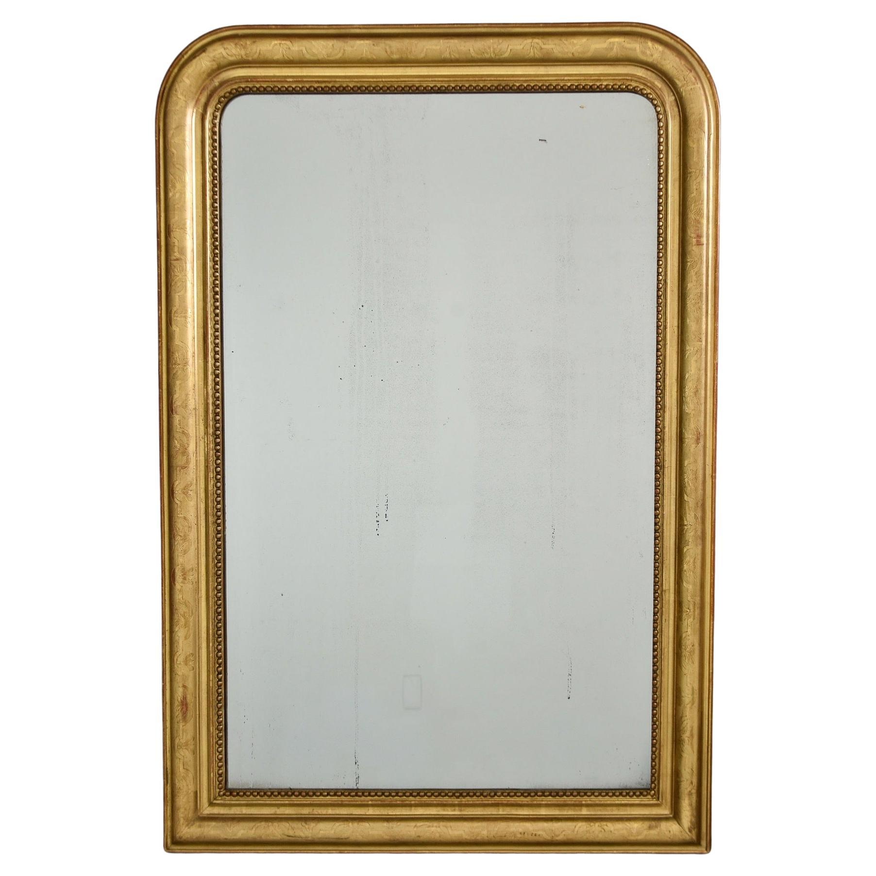 Large 19th Century Louis Philippe Gilt Frame Mirror