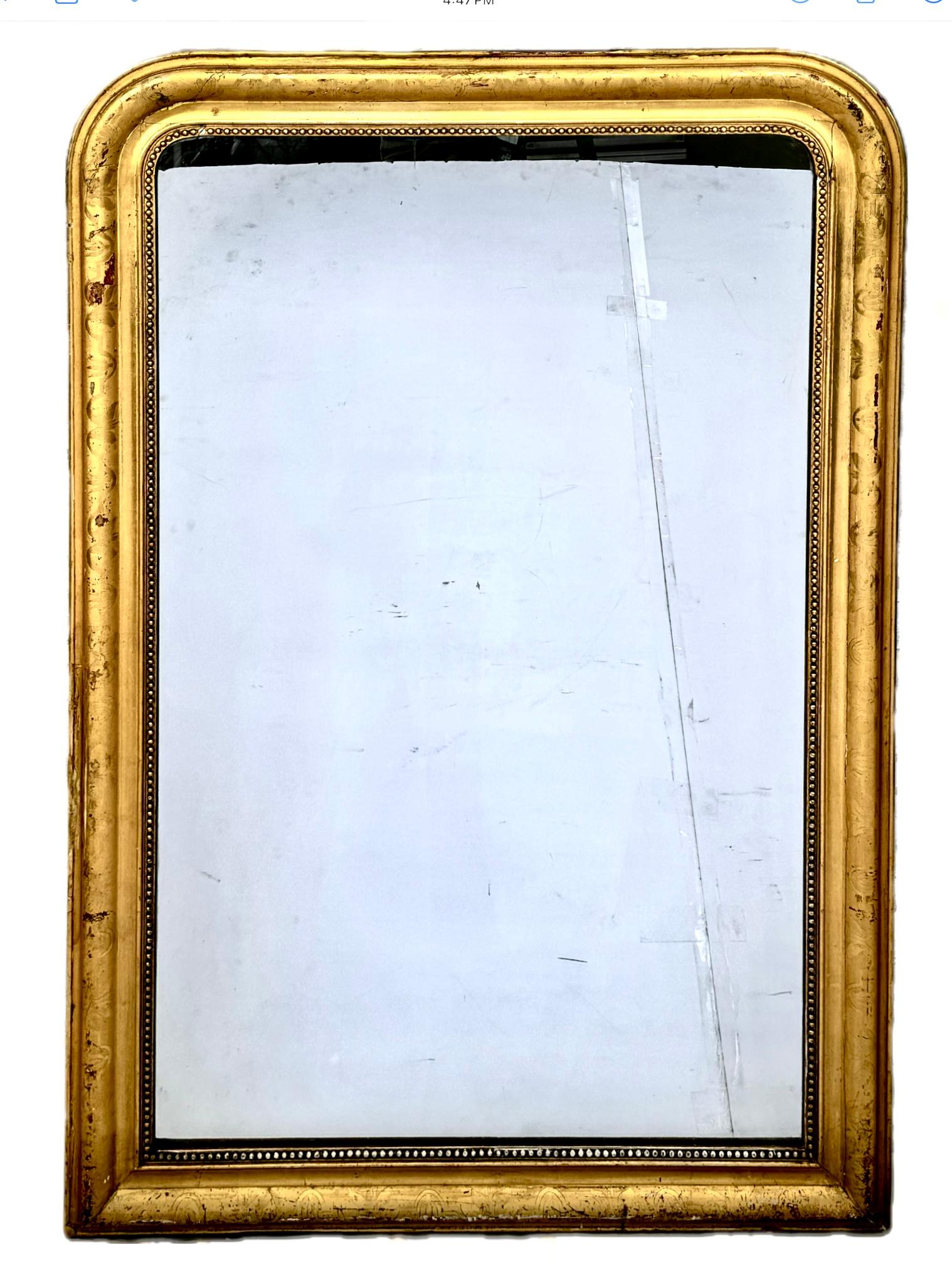 Gran espejo de pared Louis Philippe del siglo XIX en Bueno estado para la venta en Bradenton, FL