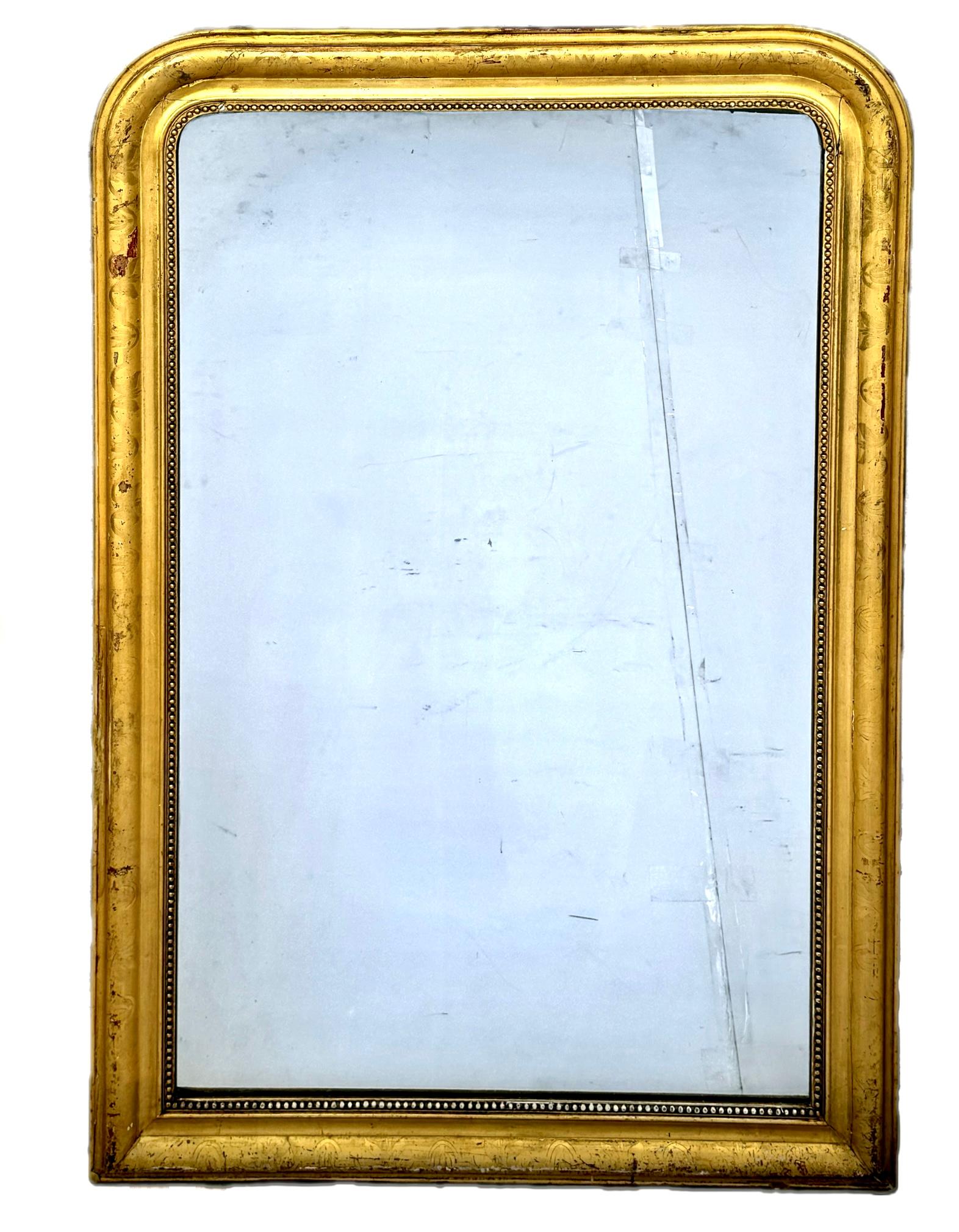 Gran espejo de pared Louis Philippe del siglo XIX Madera en venta