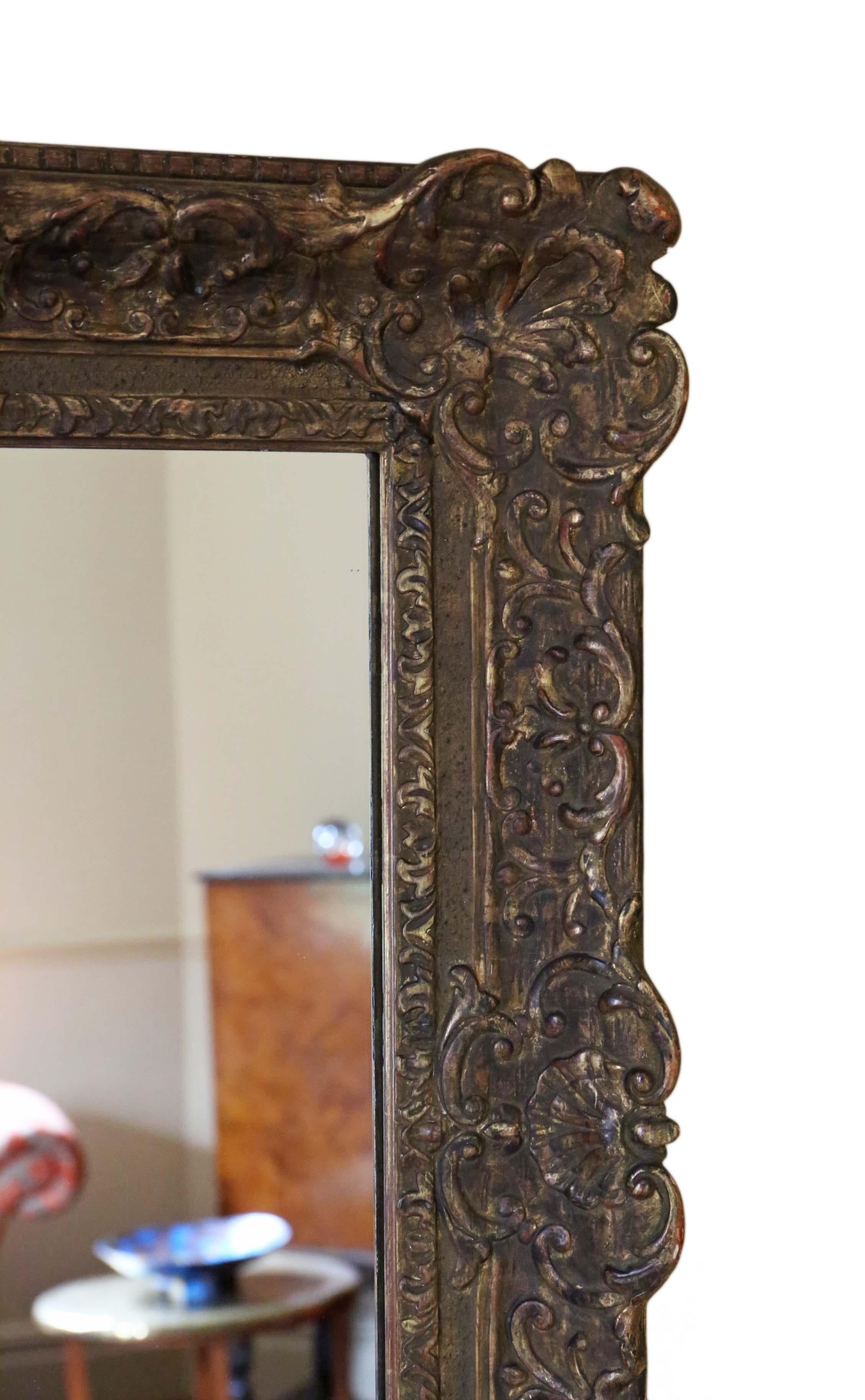 Antique Large 19th Century Louis XIV Style Gilt Overmantel Wall Mirror In Good Condition In Wisbech, Cambridgeshire