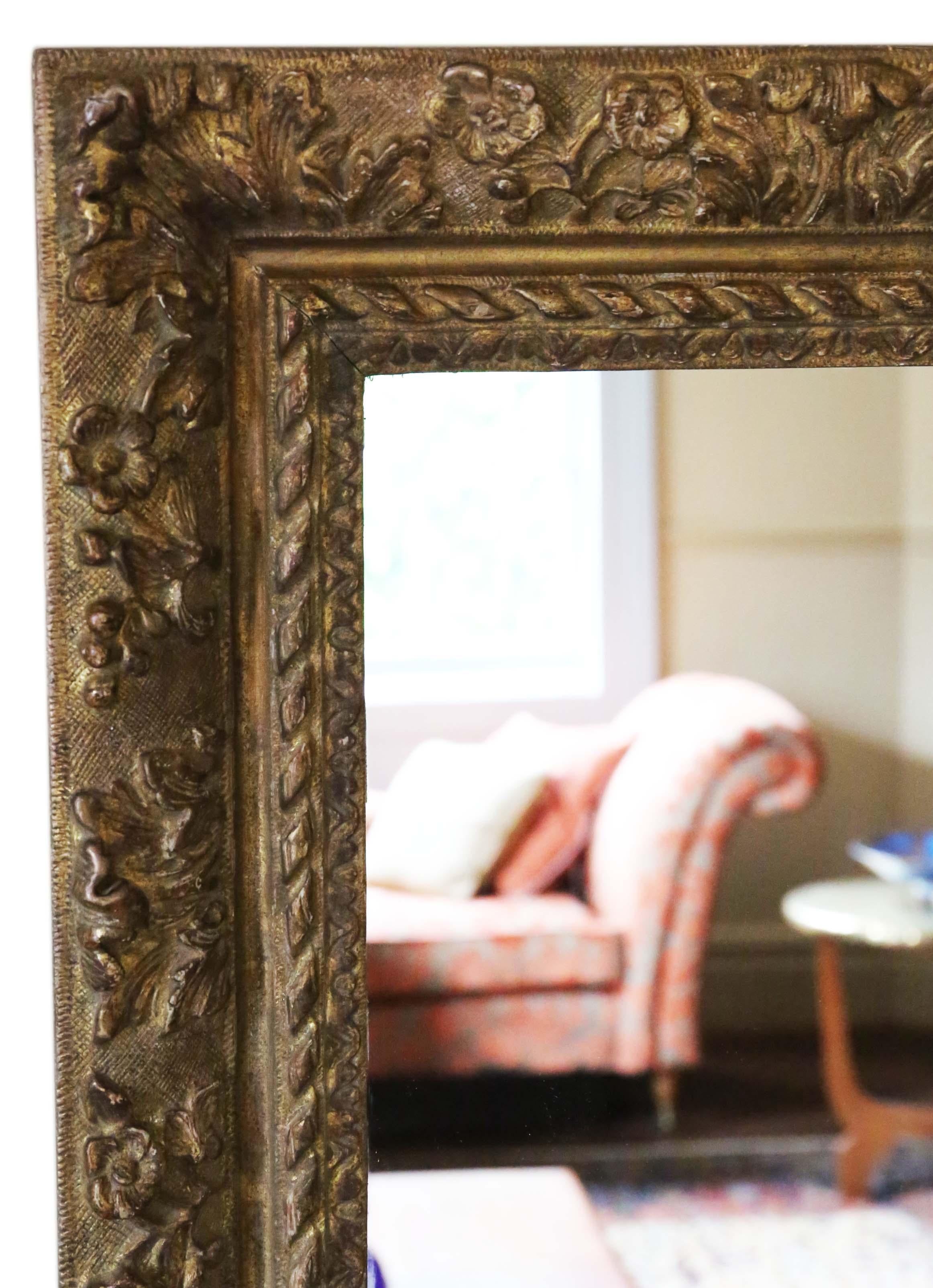 Antique Large 19th Century Louis XIV Style Gilt Overmantle Wall Mirror In Good Condition In Wisbech, Cambridgeshire