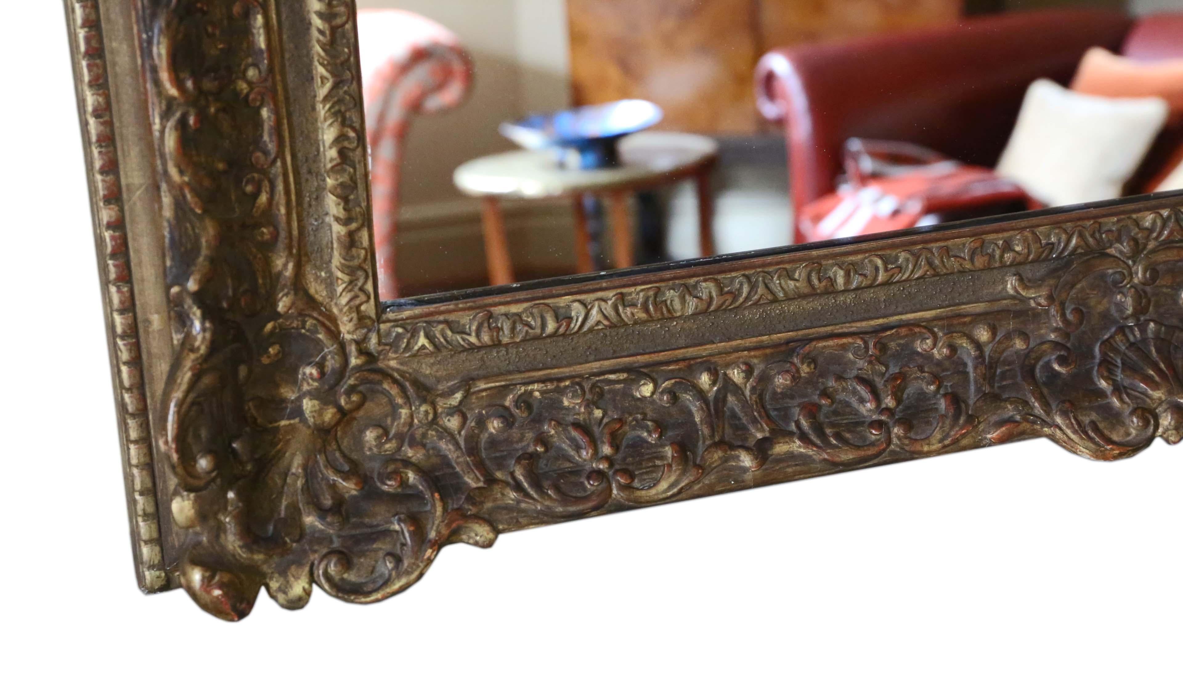 Antique Large 19th Century Louis XIV Style Gilt Overmantel Wall Mirror 2