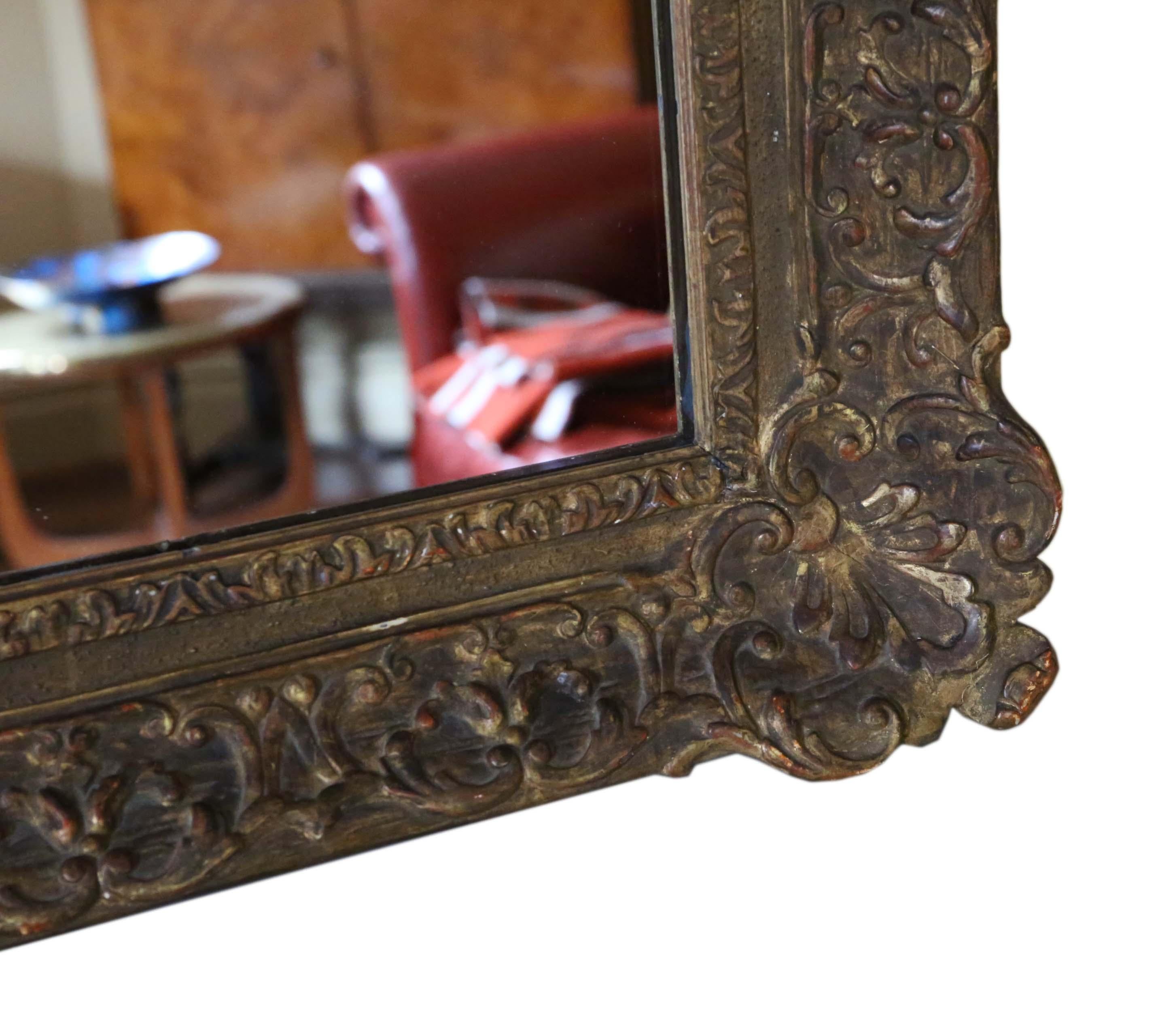 Antique Large 19th Century Louis XIV Style Gilt Overmantel Wall Mirror 3