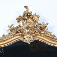 Large, 19th Century Louis XV Crested Gilt Mirror