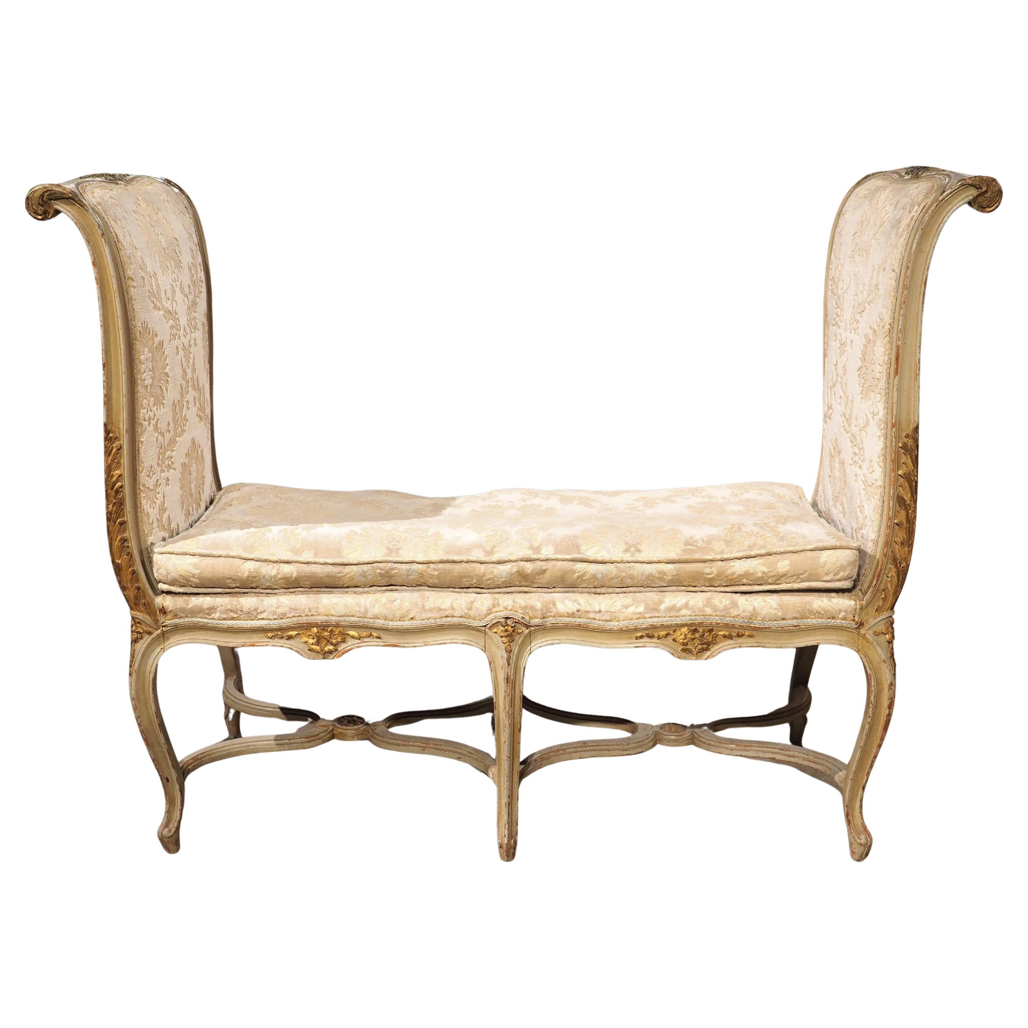 Gran Banqueta de ventana pintada estilo Luis XV del siglo XIX