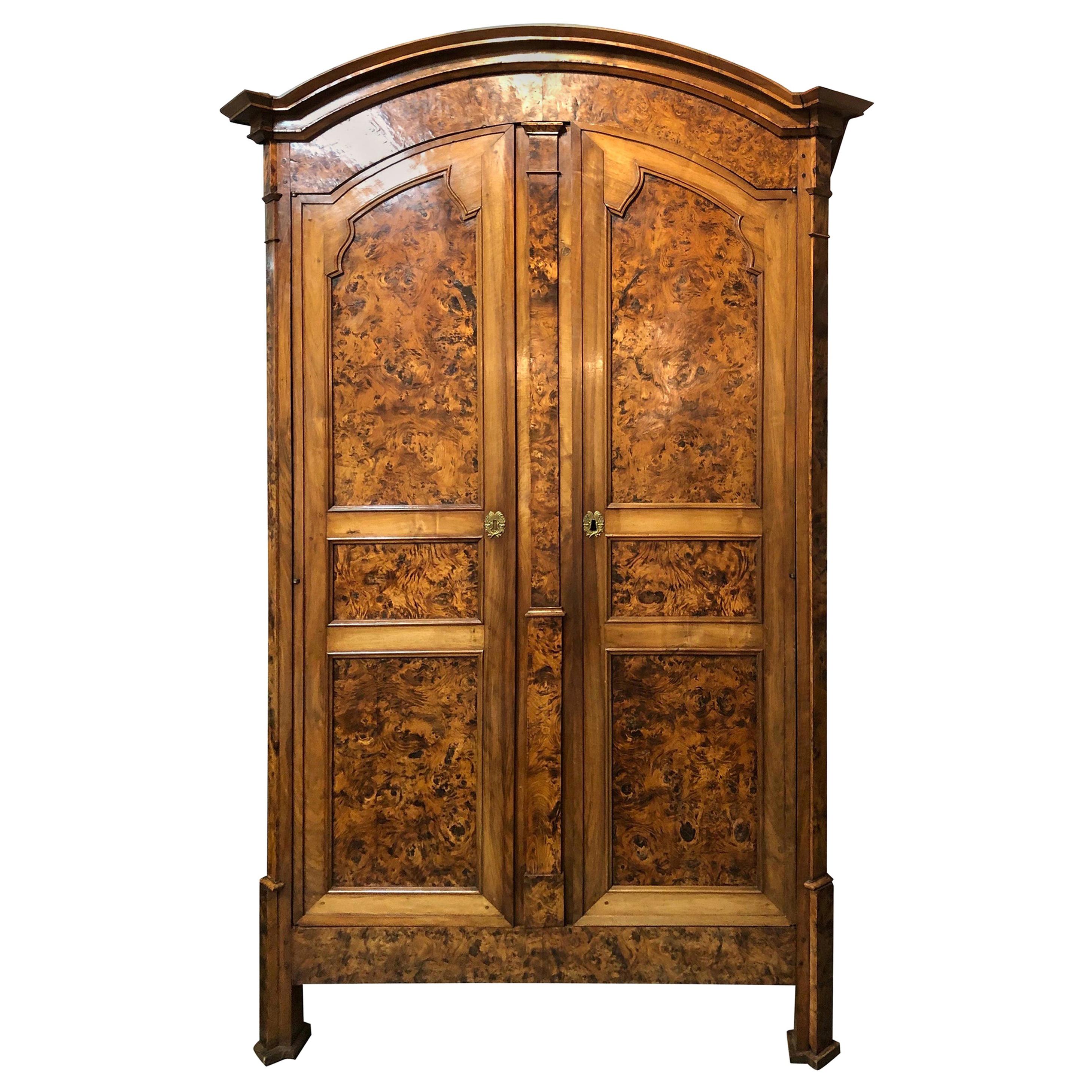 Large 19th Century Louis XVI Style French Provincial Burled Ash Armoire