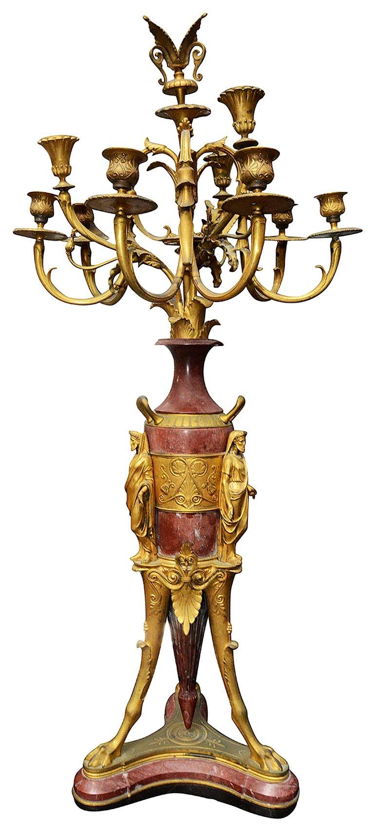 Large 19th Century Louis XVI style gilded ormolu clock set. For Sale 1