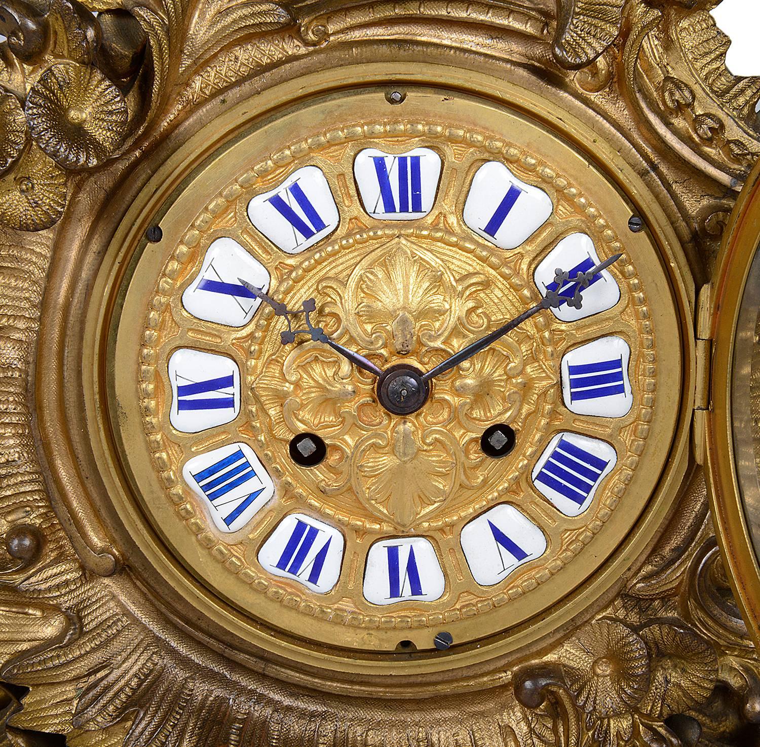 Large 19th Century Louis XVI Style Ormolu Clock Set 5