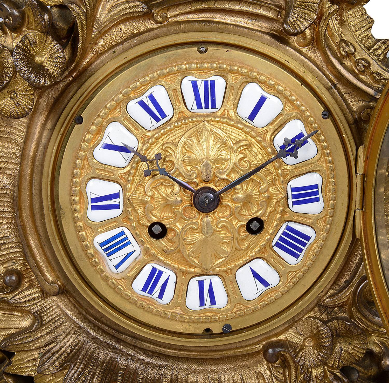 Large 19th Century Louis XVI Style Ormolu Clock Set 4