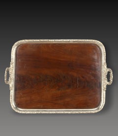 Large 19th Century Mahogany and Silver Butler's Tray