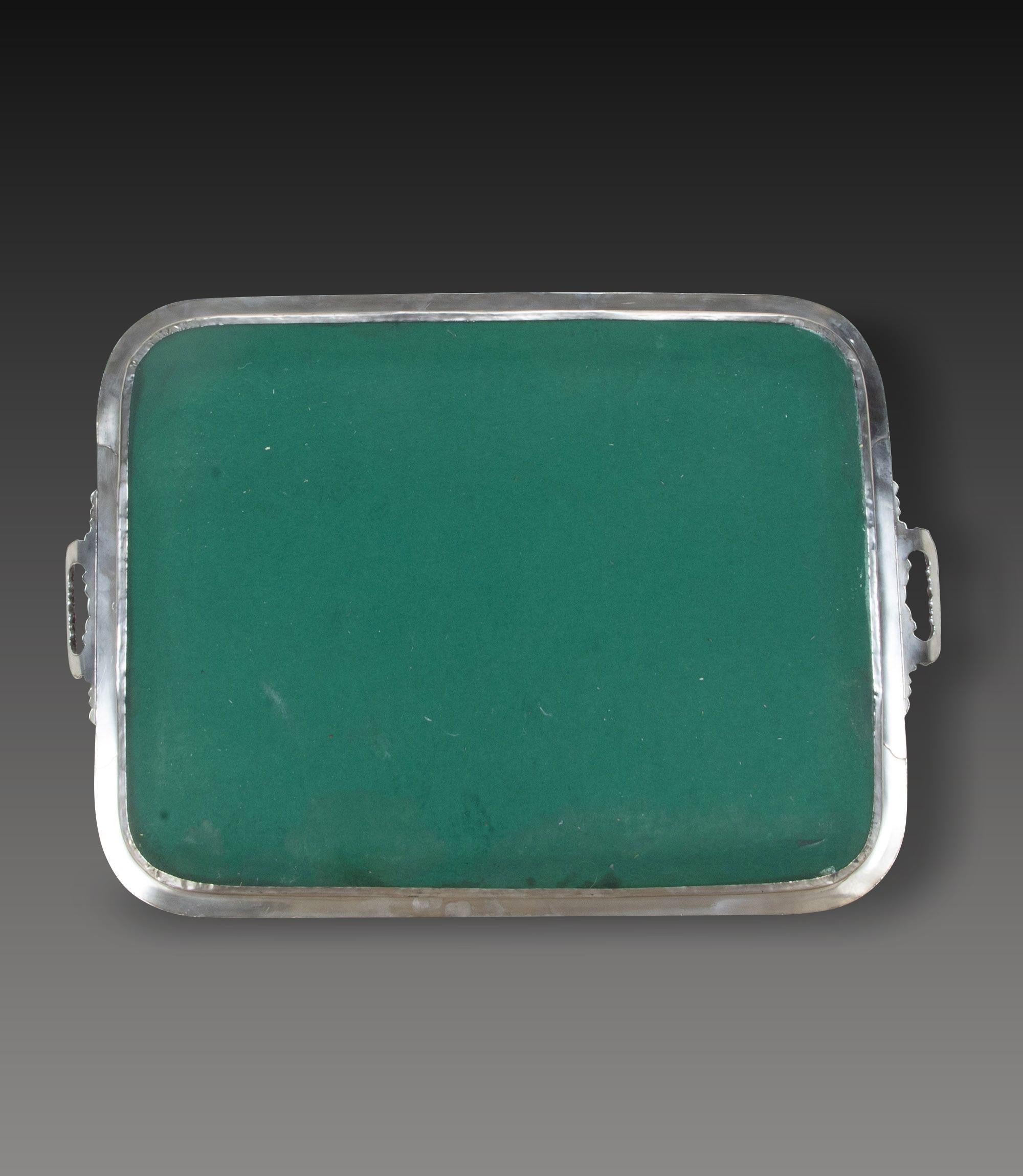 Large 19th Century Mahogany and Silver Butler's Tray im Angebot 1