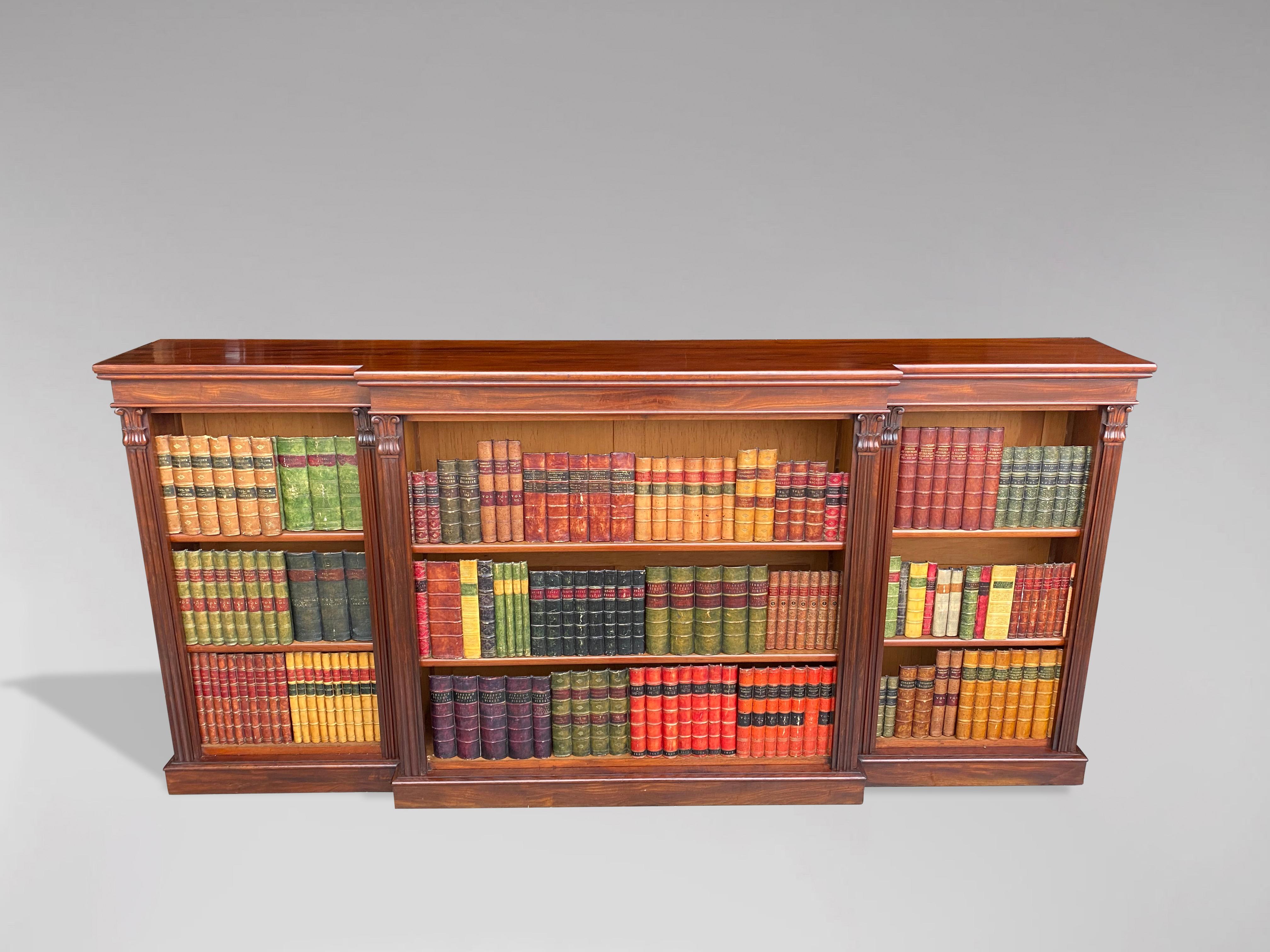 William IV Large 19th Century Mahogany Open Breakfront Library Bookcase